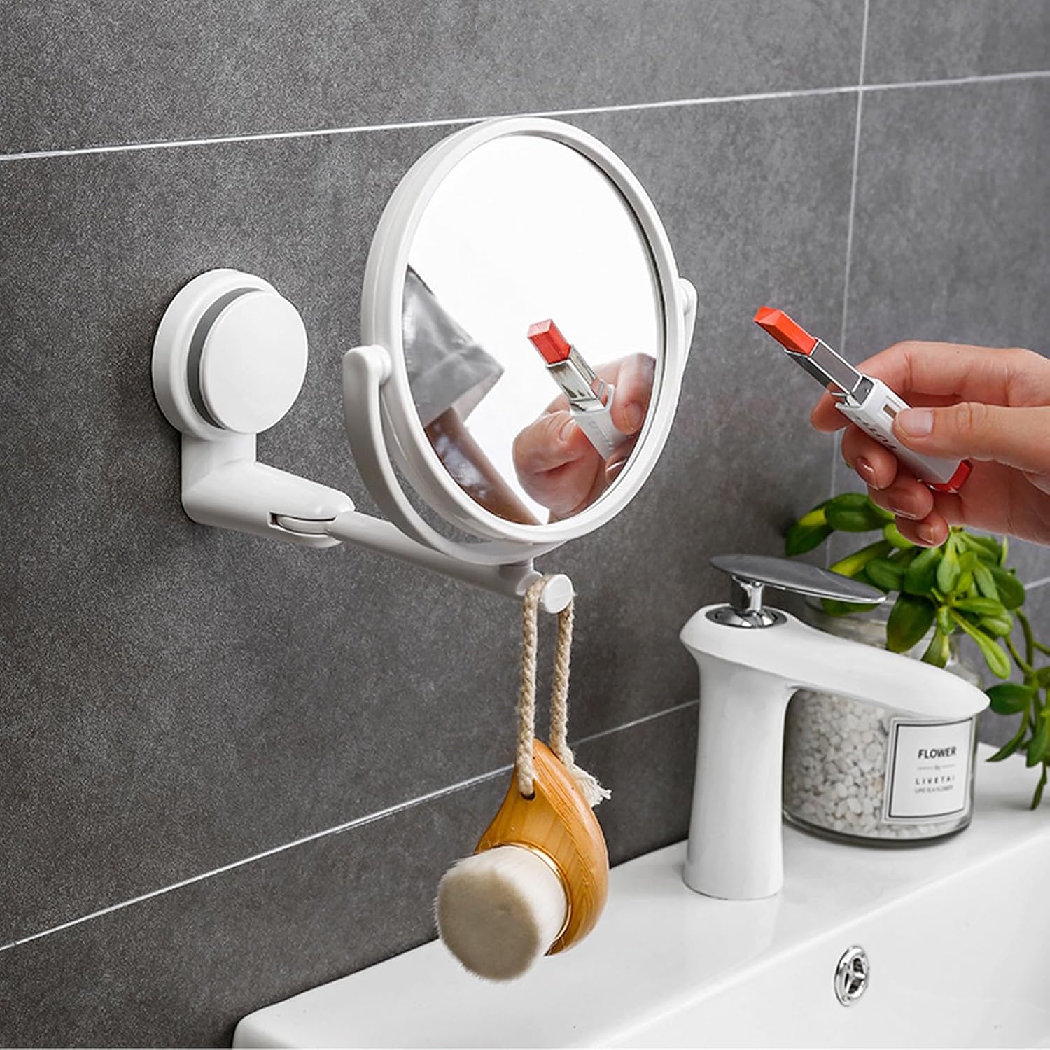 Holibanna Double-Sided Swivel Wall Mirror for Bathroom Bedroom