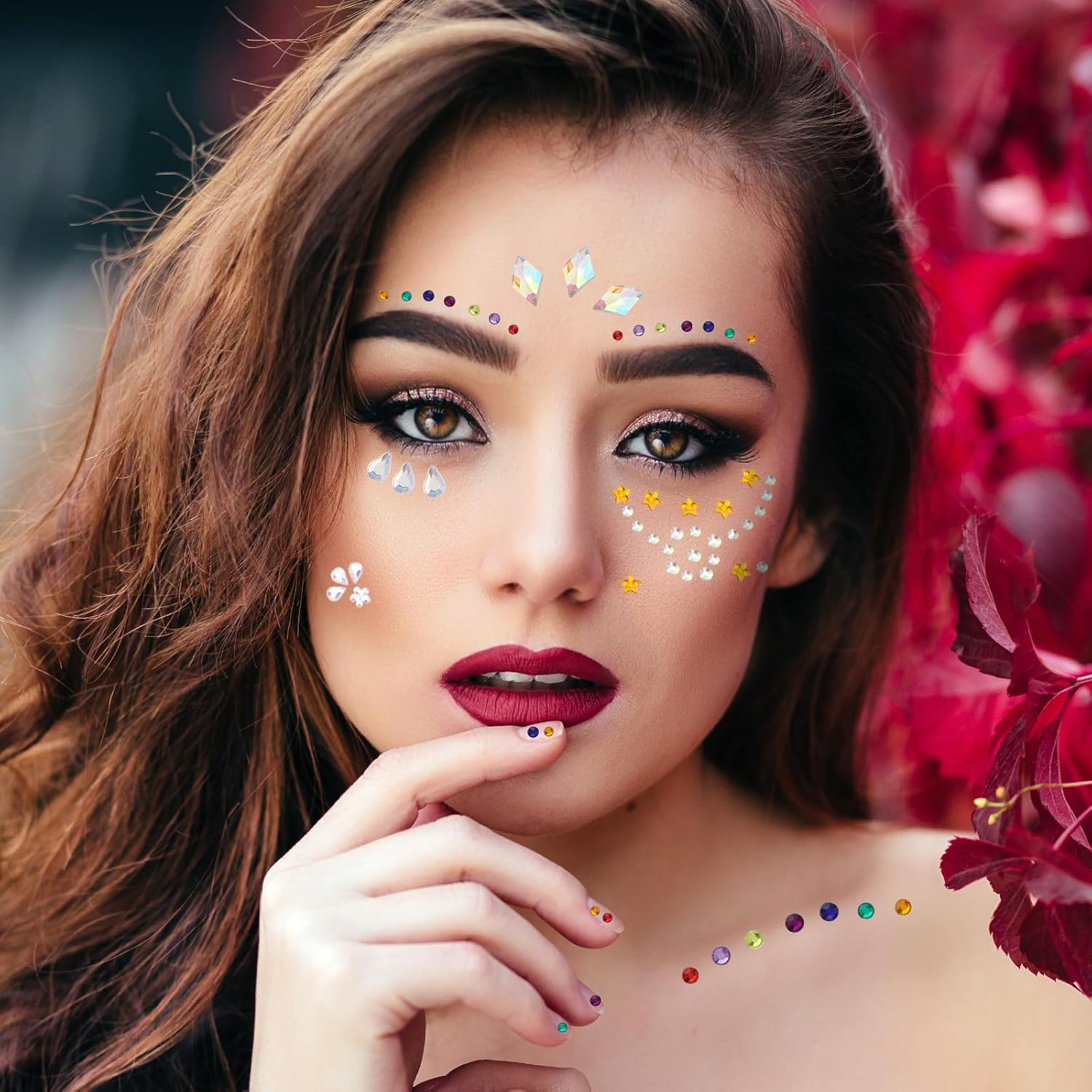 9 Sheets Self Adhesive Face Gems Stickers
