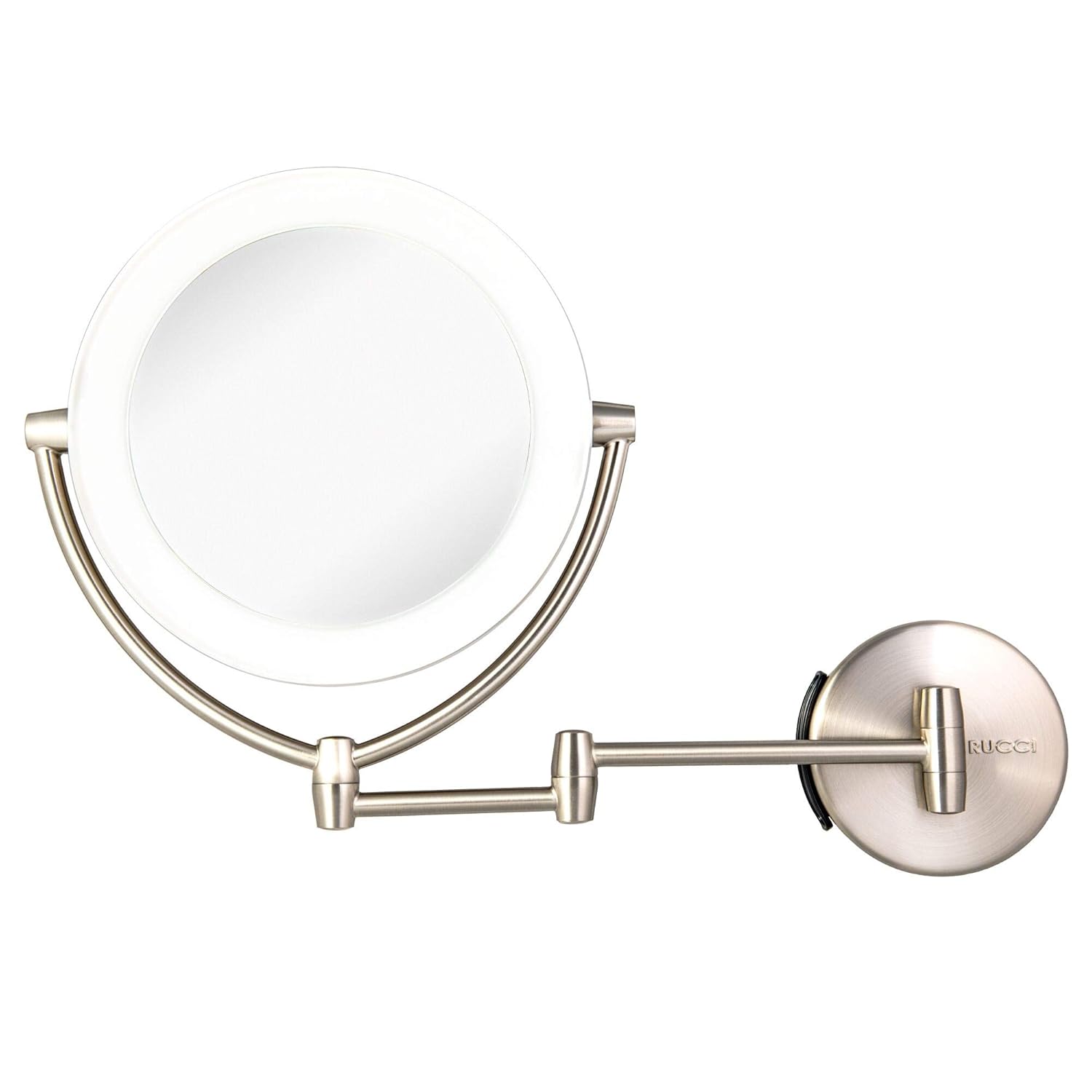 Rucci Wall Mount LED Lighted Makeup Mirror with 1x and 10x Magnification
