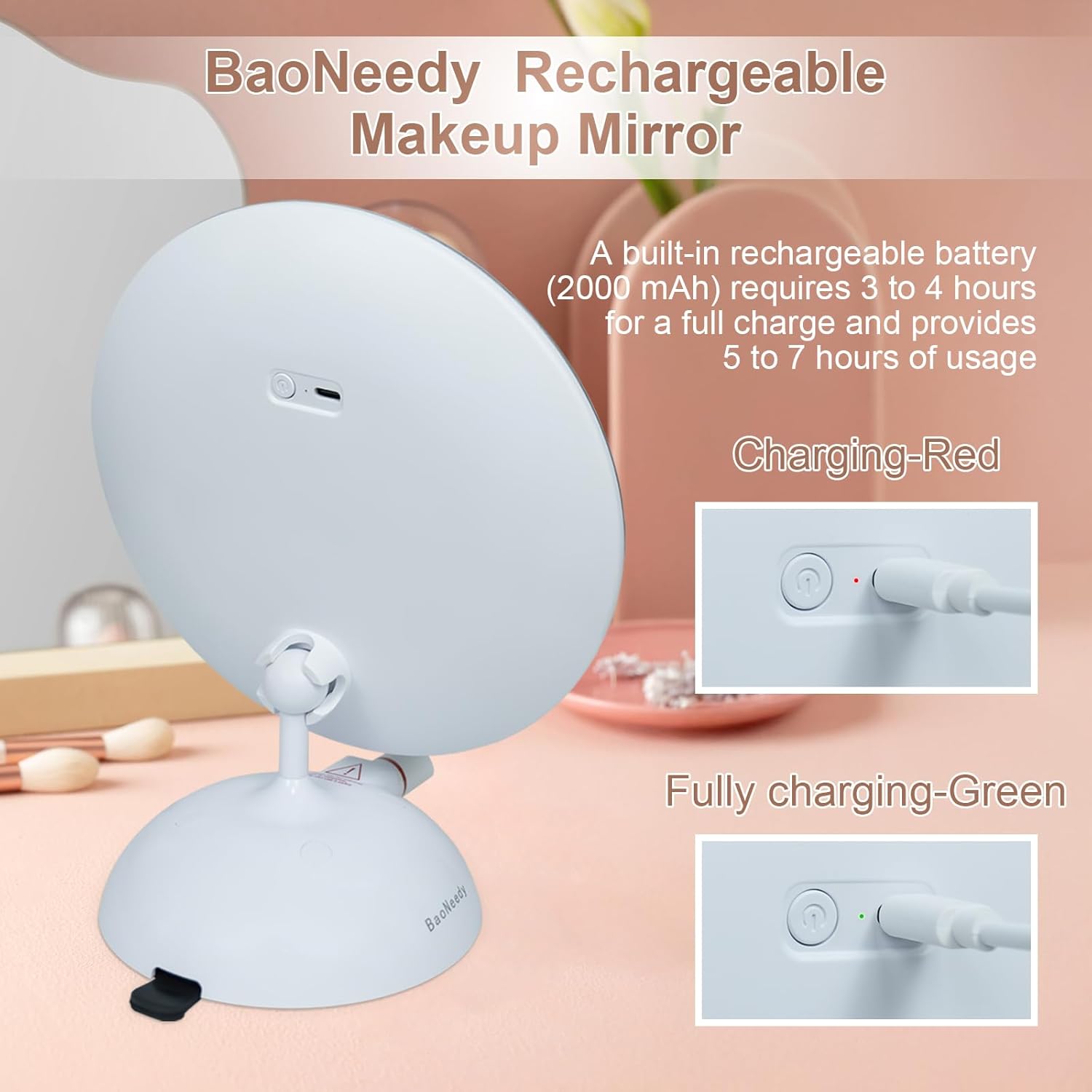 BaoNeedy 10x Magnifying Mirror with Suction Cup and 360 Swivel