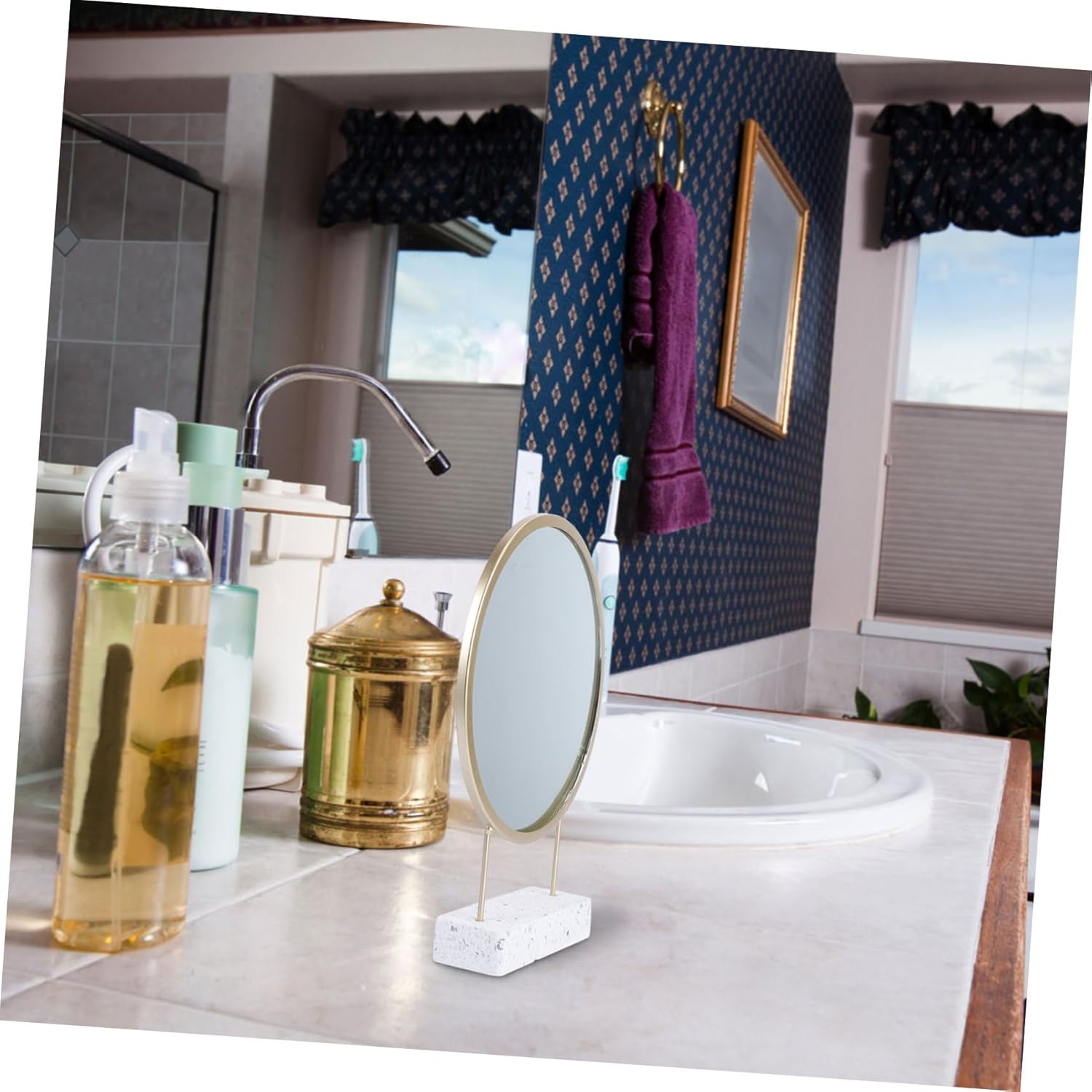 IMIKEYA Portable Makeup Mirror with Stand
