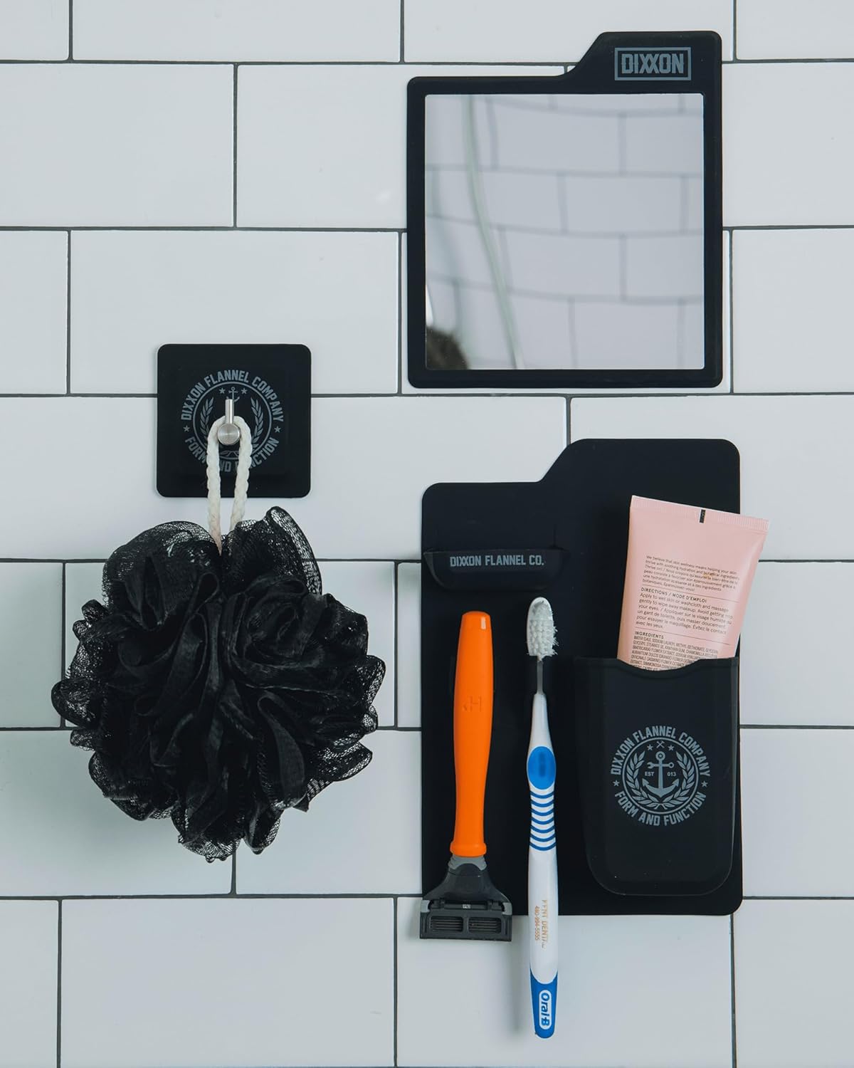 DIXXON FLANNEL CO Anti-Fog Adhesive Shower Mirror - Black