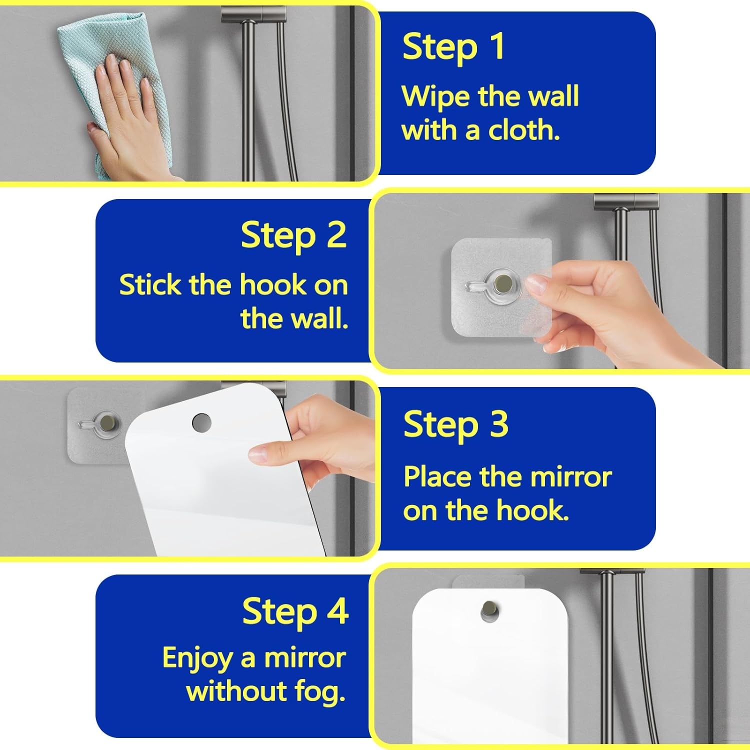 2 Pack Shave Shower Mirror Set Anti-Fog Acrylic Wall Mirror