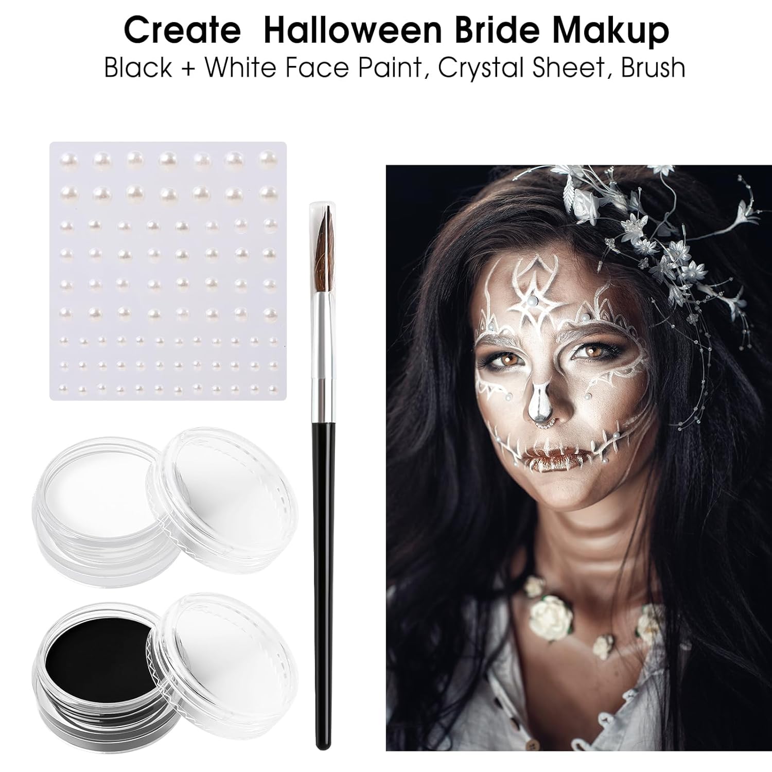 BOBISUKA Halloween Face Paint Kit with Crystal Sheet