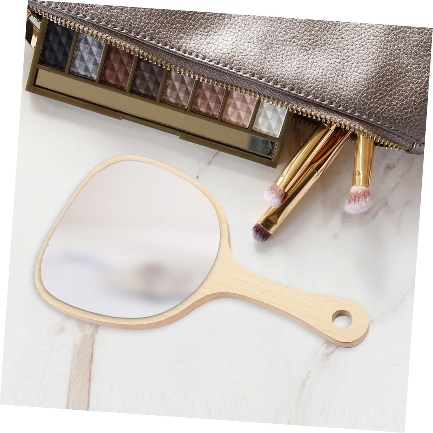 NOLITOY Wooden Makeup Mirror Portable for Travel and Salon Use