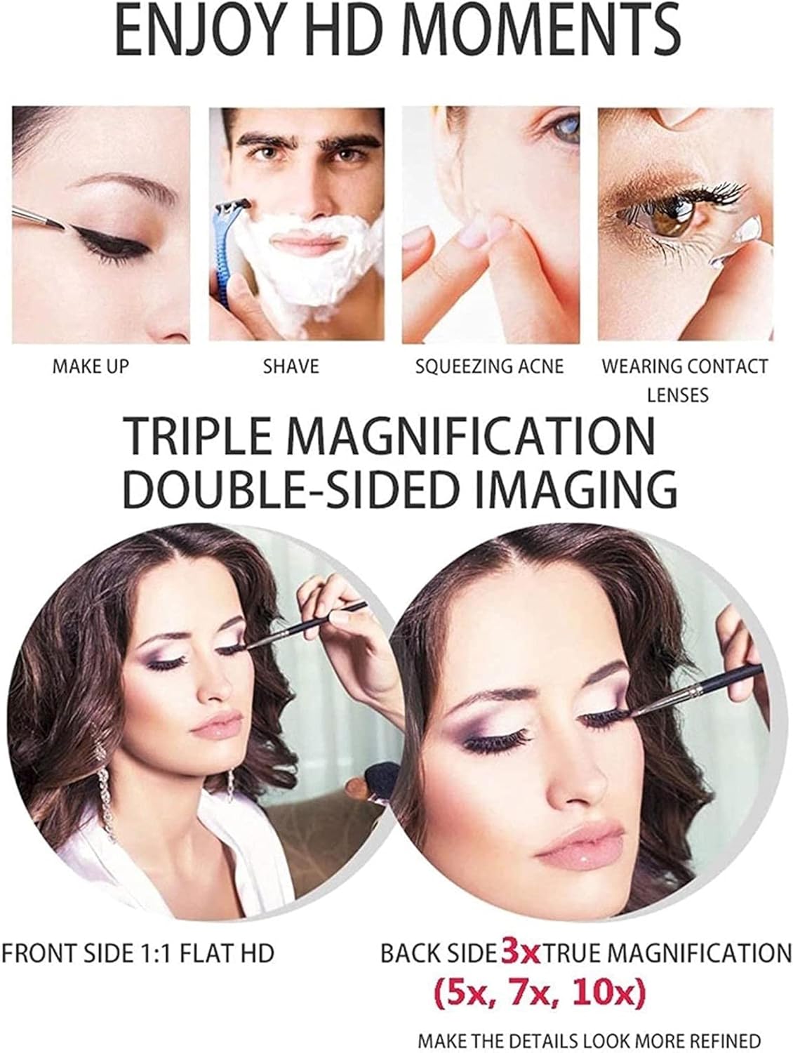 GALSOR Makeup Mirror 360 Rotation Dual-Sided Gold