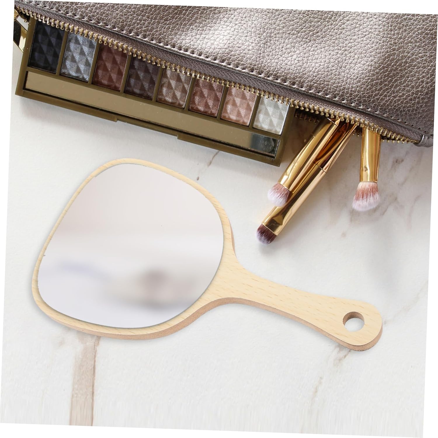 Portable Wooden Handle Mirror for Travel and Home Use 1