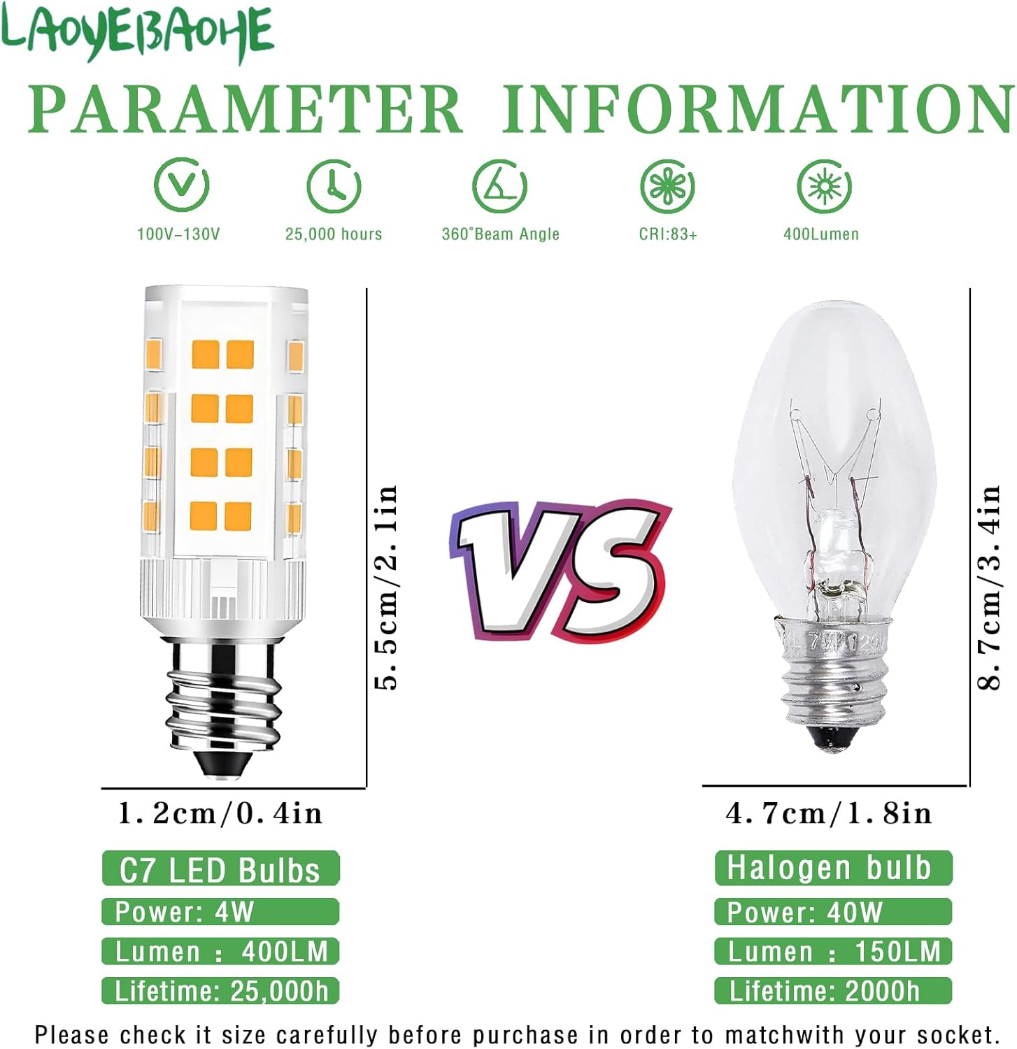 2Pack LED Makeup Mirror Bulbs 20W Warm White 3000K