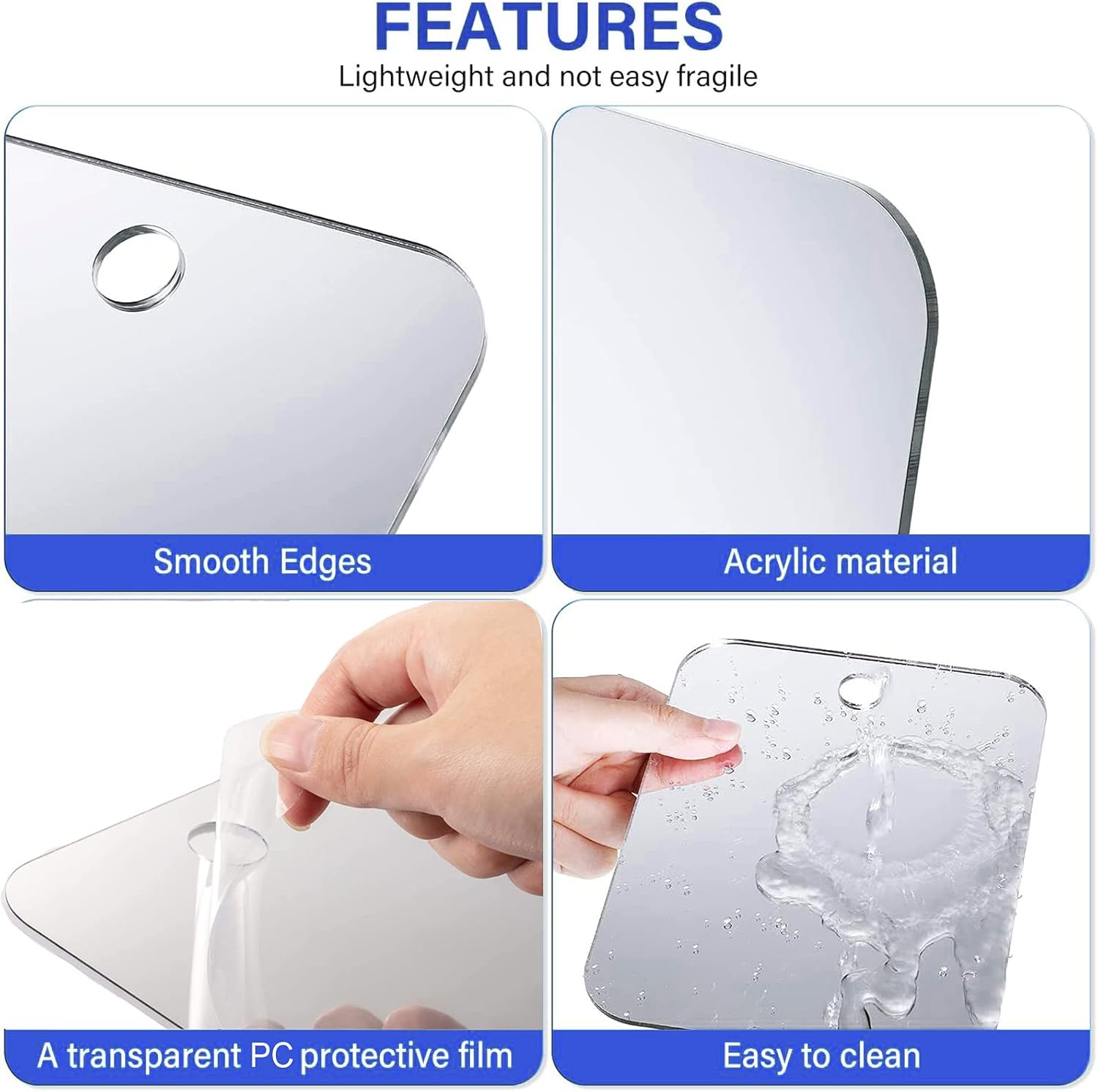 Shower Mirror with Adhesive Hook for Travel and Shaving