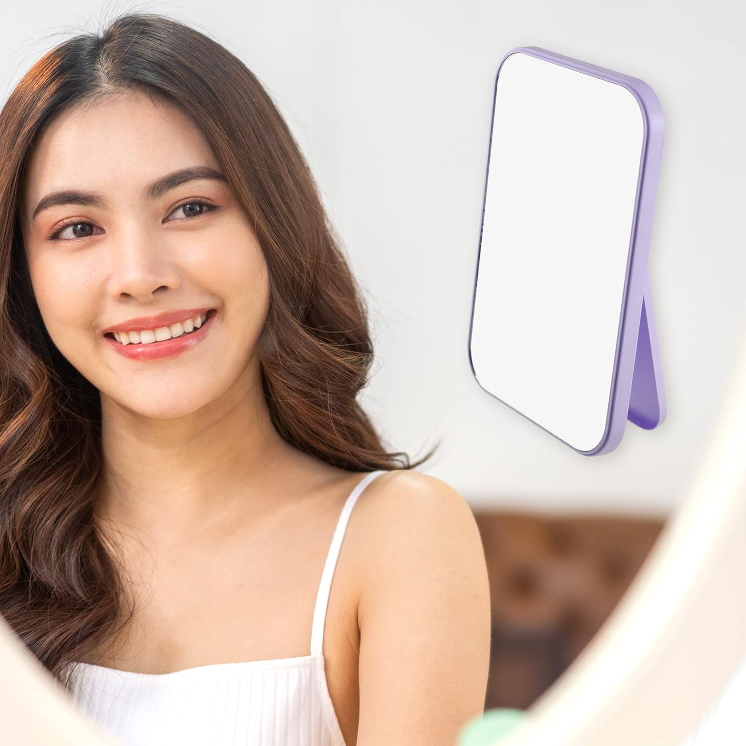 VOCOSTE Foldable HD Square Makeup Mirror Purple 8x6 Inch