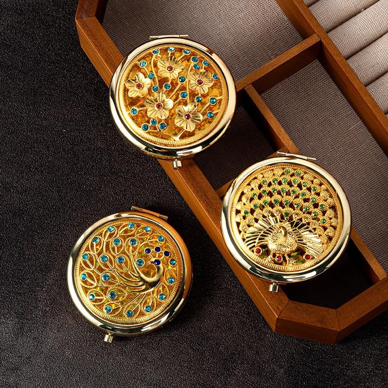 BYVUTE Vintage Foldable Metal Makeup Mirror