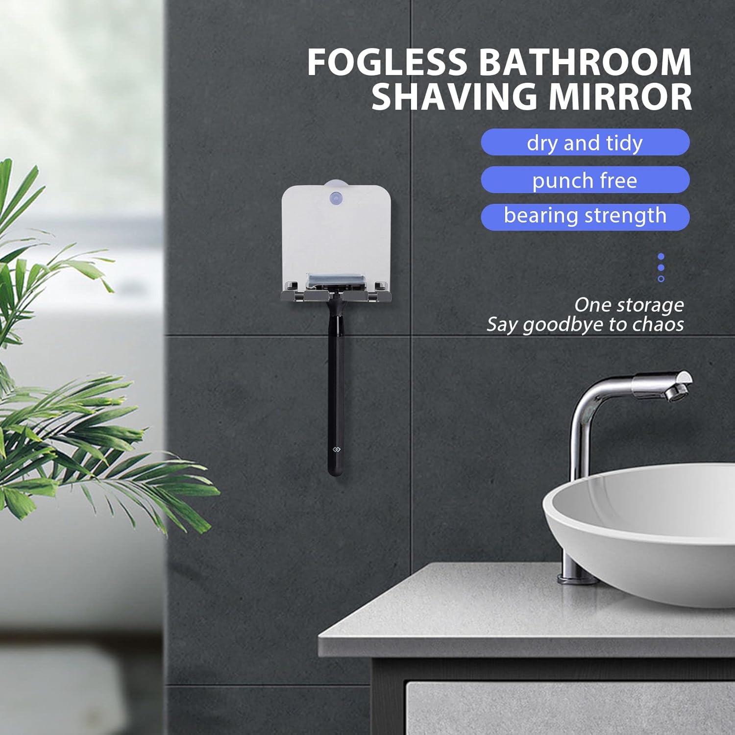 Anti-Fog Shower Mirror with Suction Cup 1