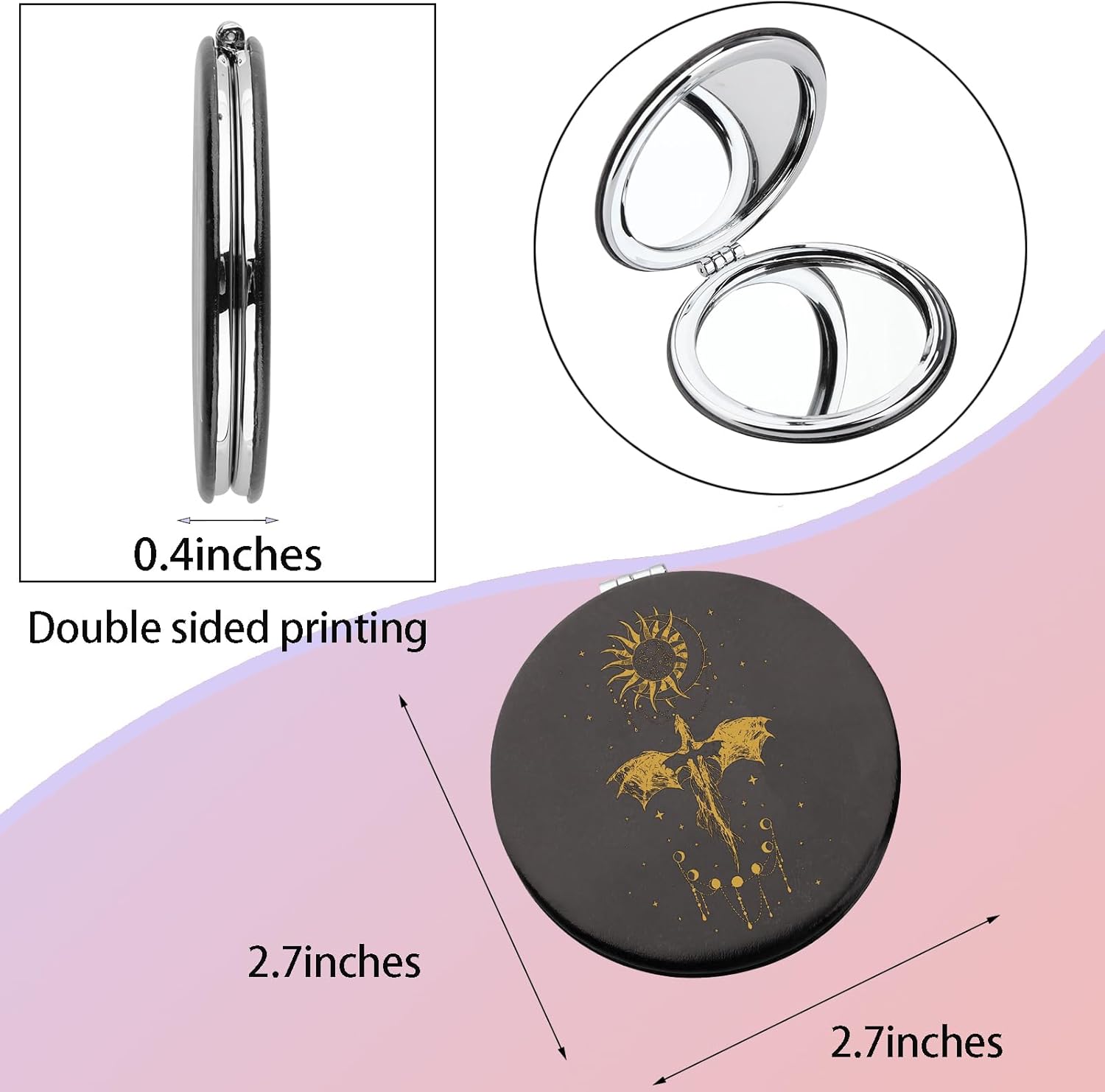 WSNANG Dragon Wing Makeup Mirror Compact Portable Foldable