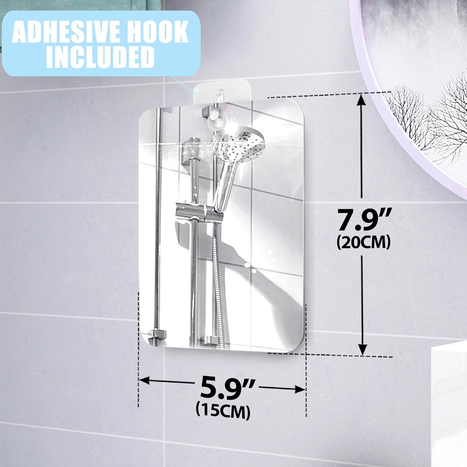 Betus Fogless Shower Mirror - Shatterproof Acrylic 8x6 Inch Pack of 2