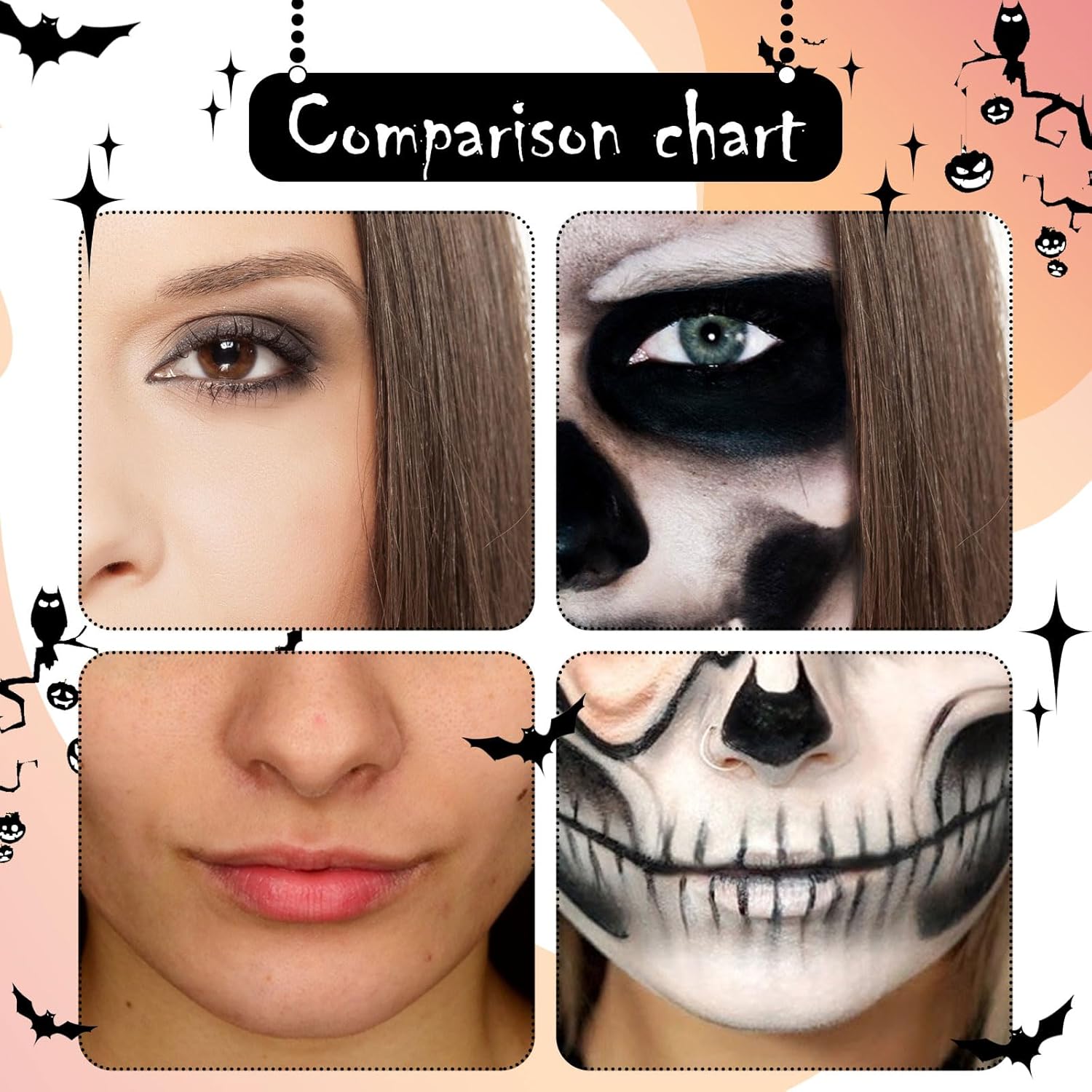 Felico Halloween Black White Face Paint Kit