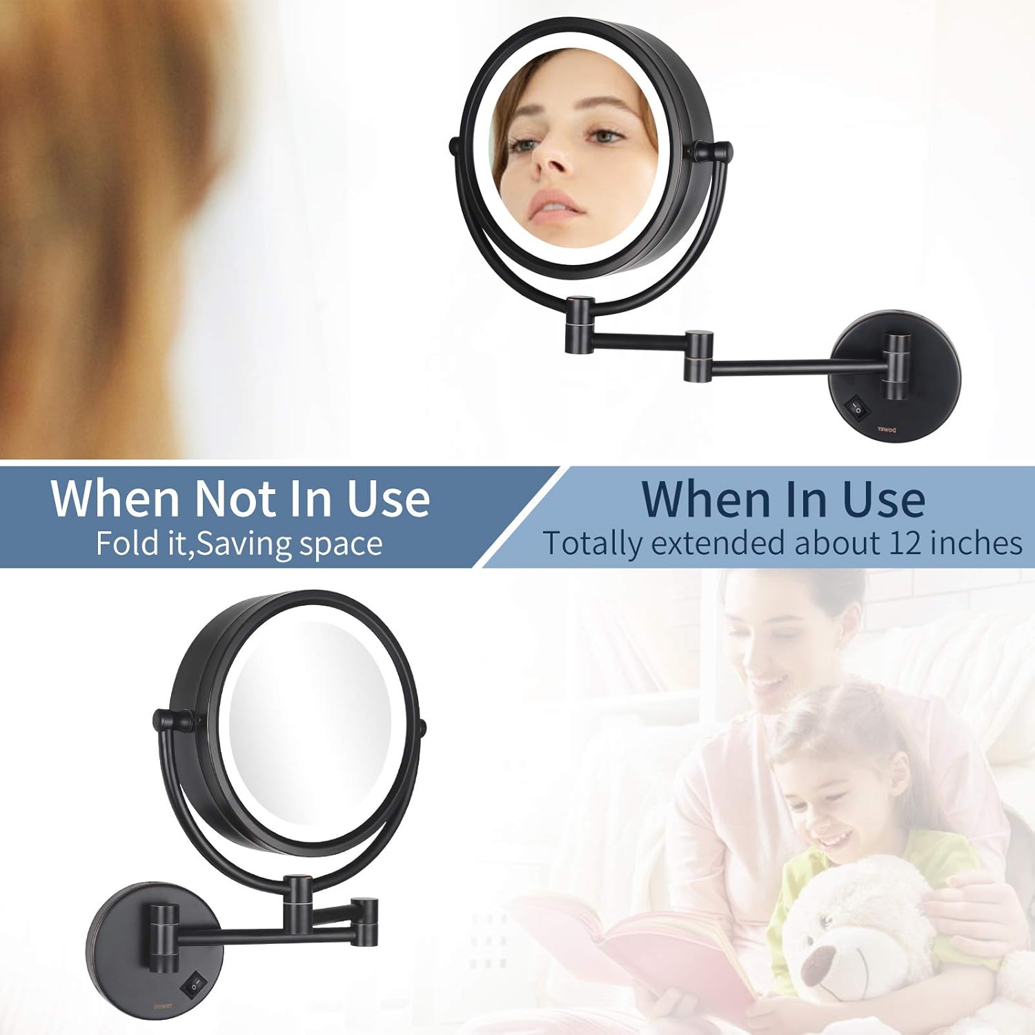 DOWRY Makeup Mirror Wall Mount with 10X Magnification