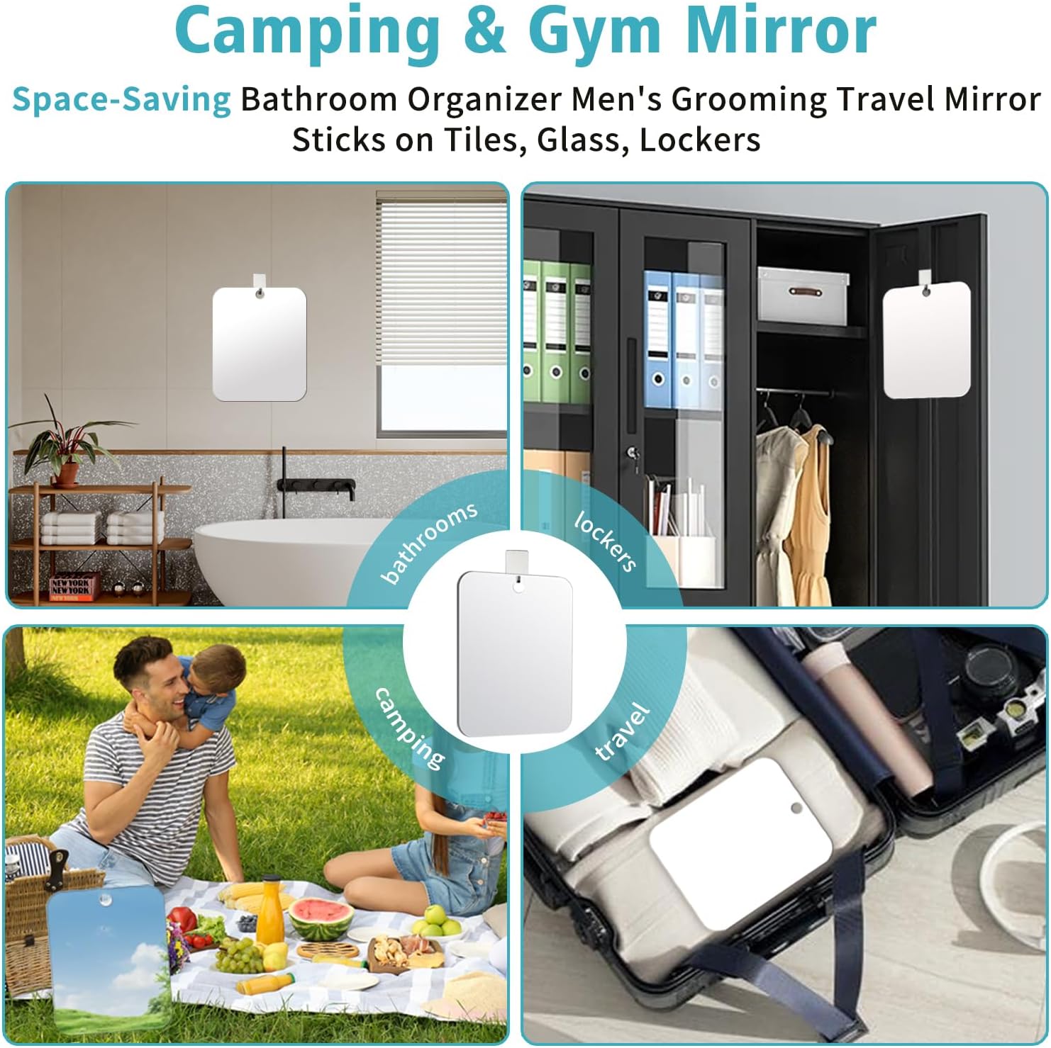 Fog-Free Shower Mirror with Shatterproof Acrylic and Hook