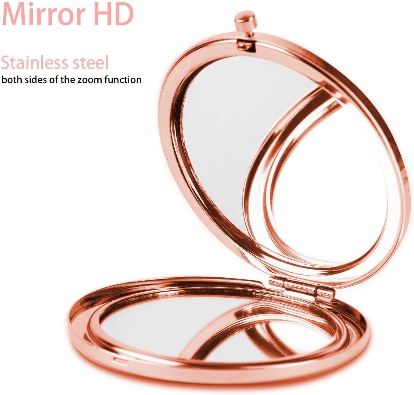 YCKMD Folding Pocket Mirror with Pink Flower Design