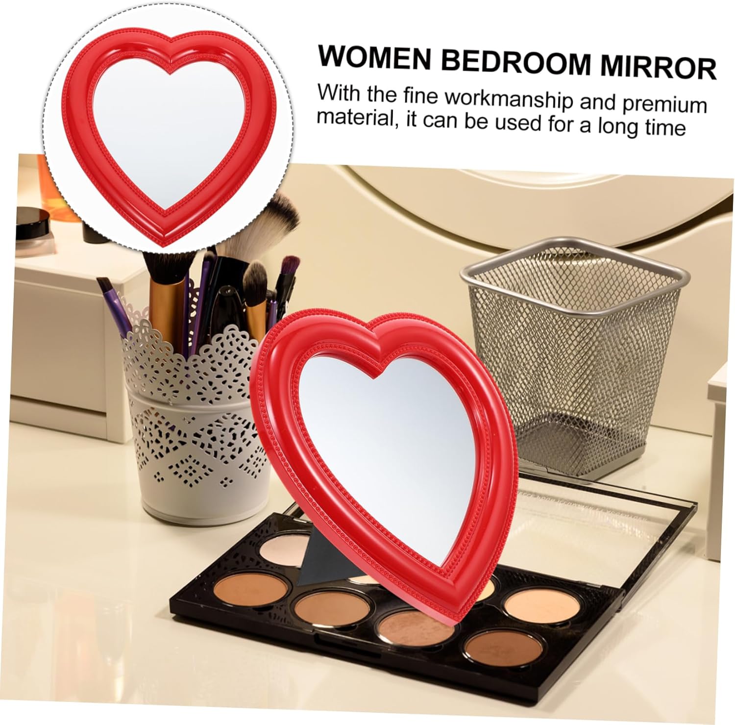 BESTYASH Heart Shaped Desktop Makeup Mirror 1