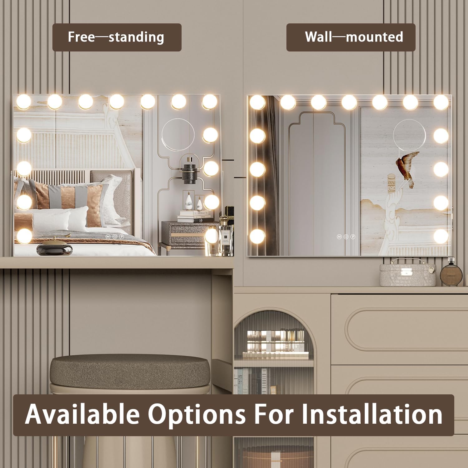 NEUWEABY Vanity Mirror with 15 LED Lights
