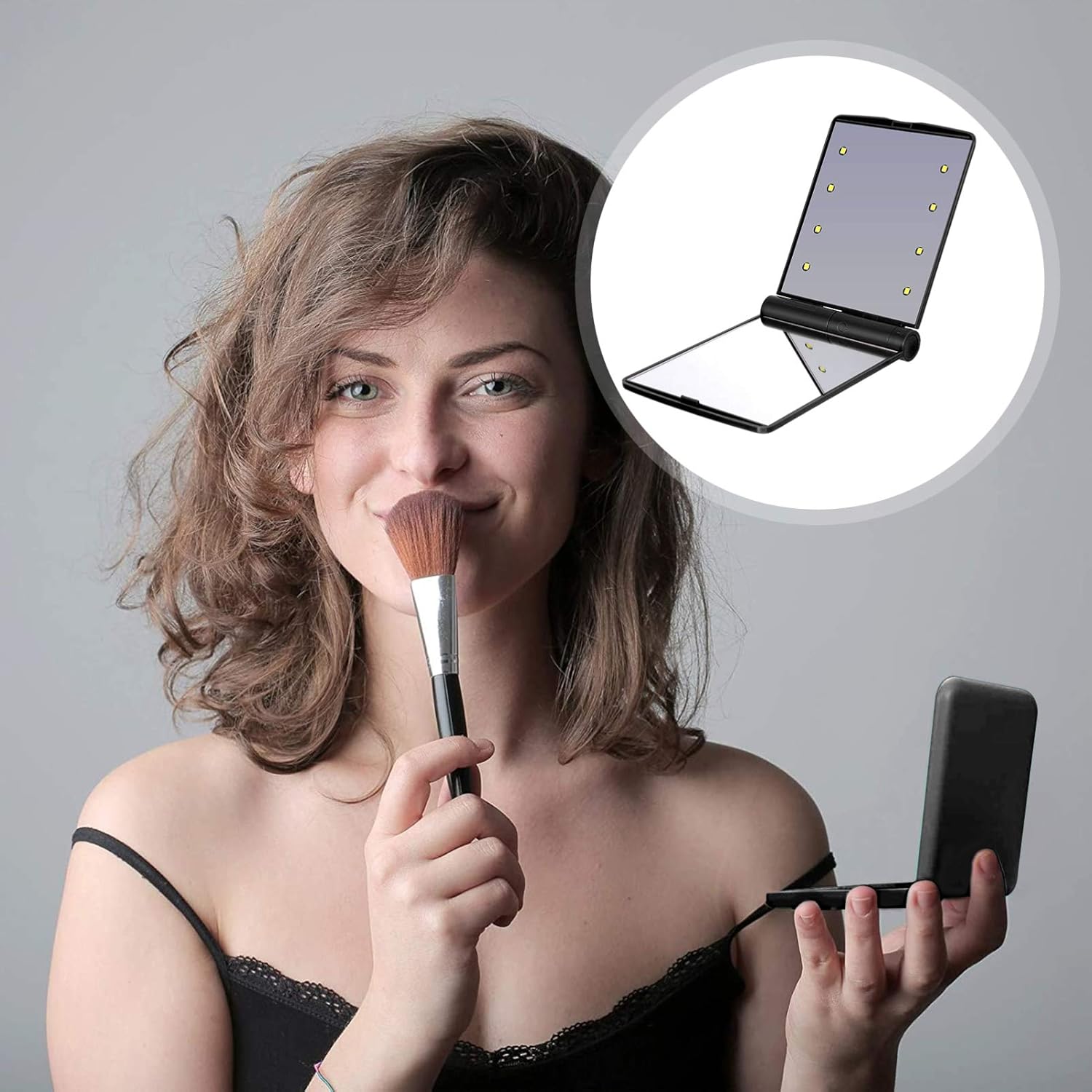 PartyKindom Foldable LED Makeup Mirror for Women