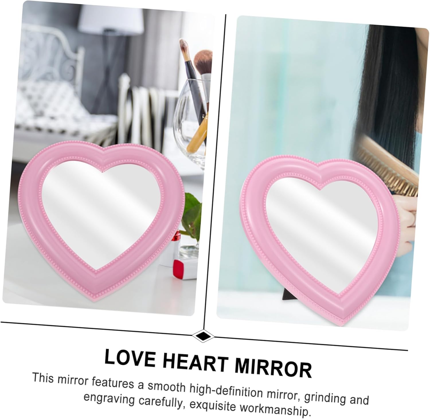 1pc Heart-Shaped Makeup Mirror Wall Mount Desktop Style