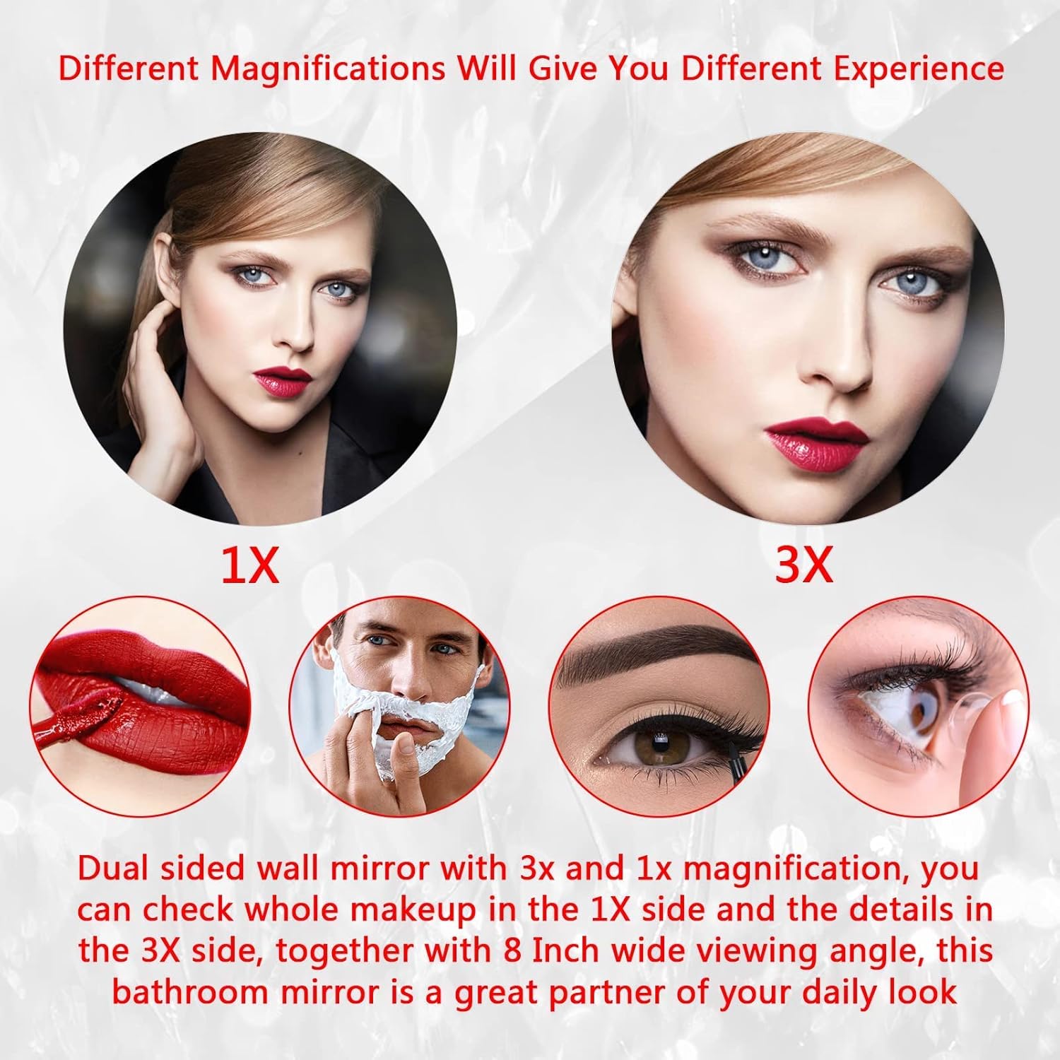 LED Wall Mounted Makeup Mirror with 360 Swivel and 3X Magnification 1