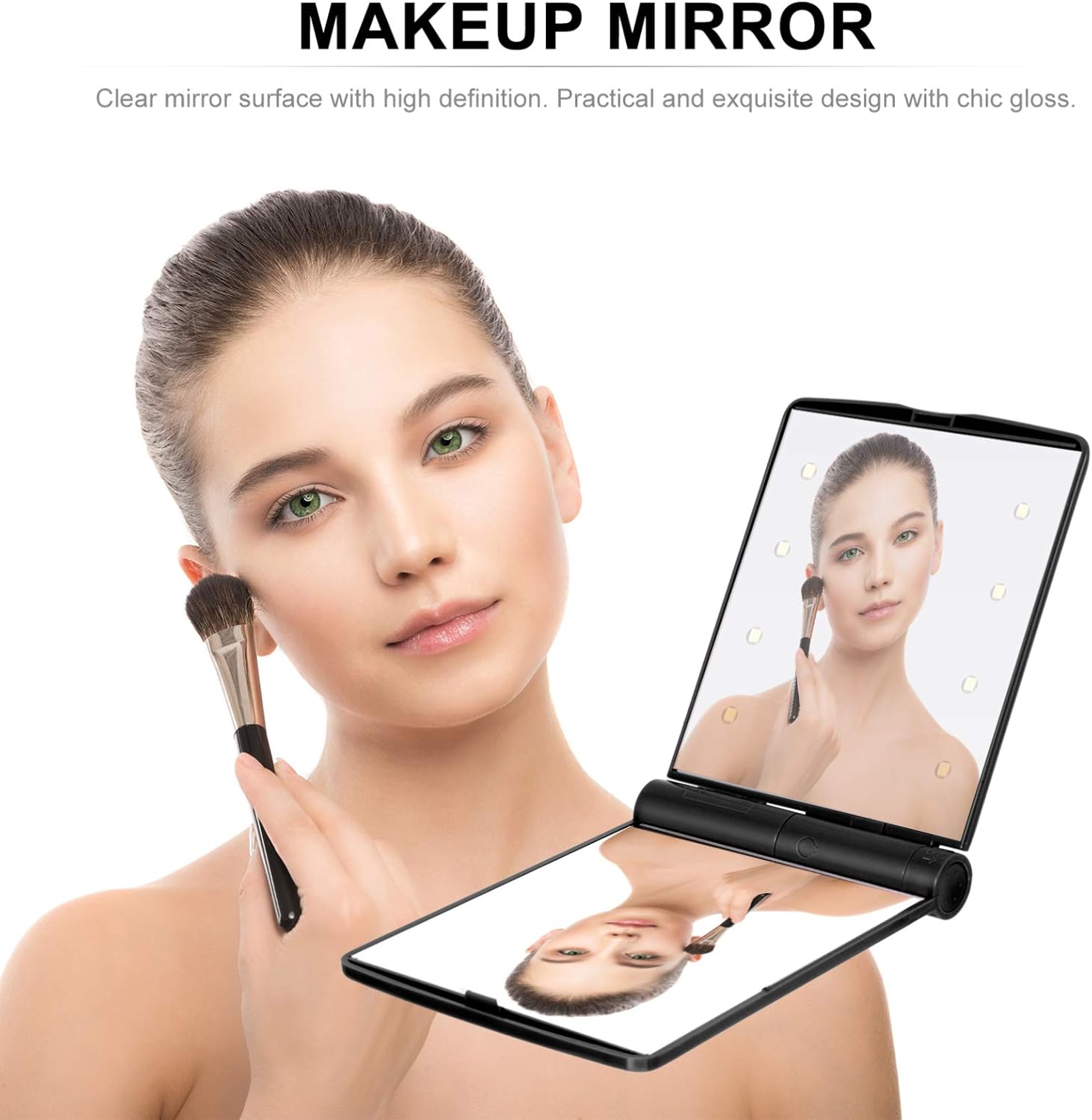 PartyKindom Foldable LED Makeup Mirror for Women