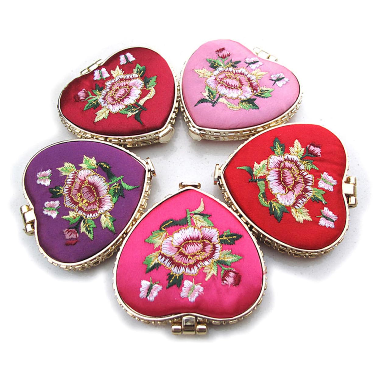 Beavorty Compact Portable Mini Makeup Mirror Double-Sided Heart Design
