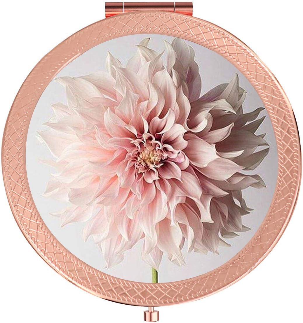 YCKMD Folding Pocket Mirror with Pink Flower Design