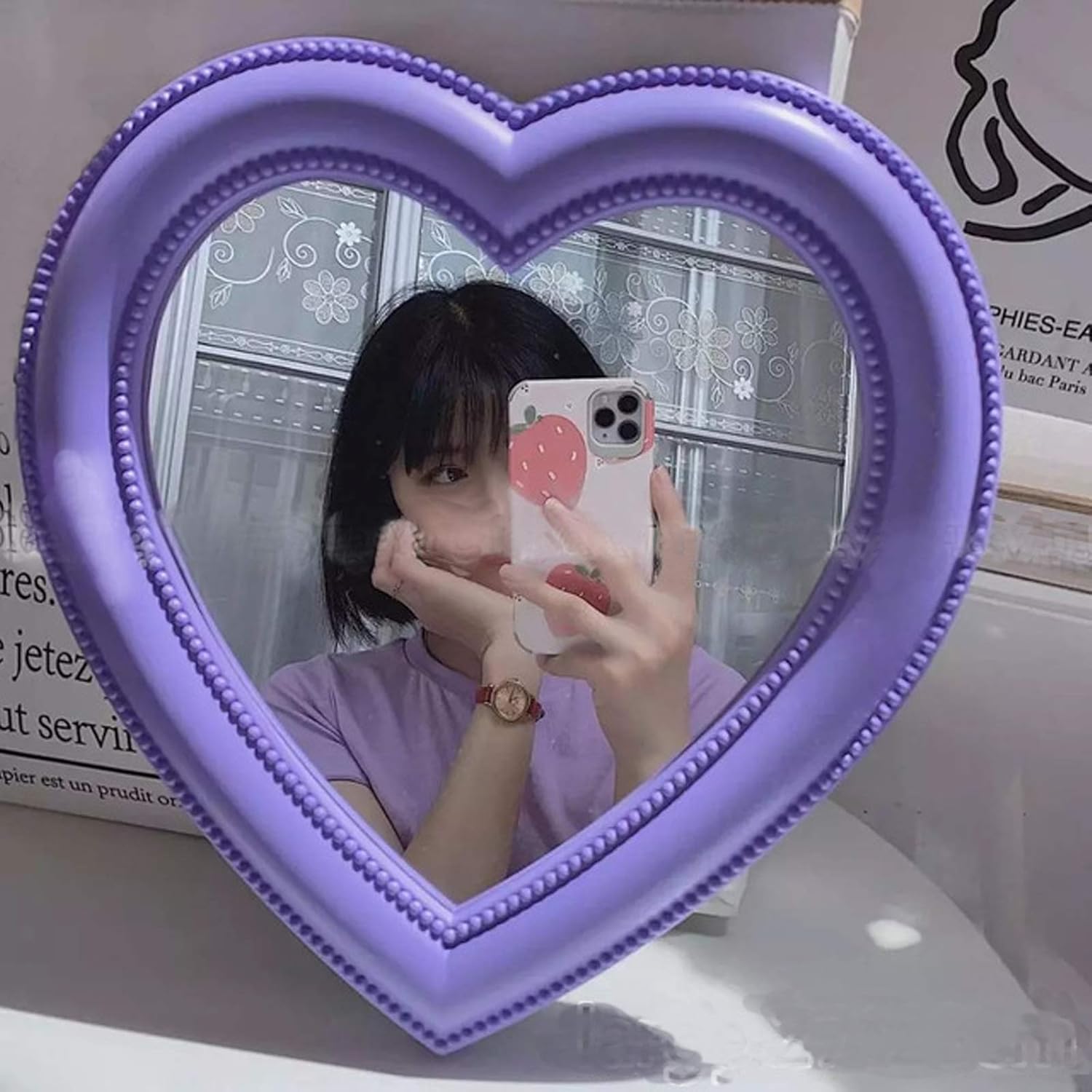 BinaryABC Heart Cosmetic Mirror Purple 1