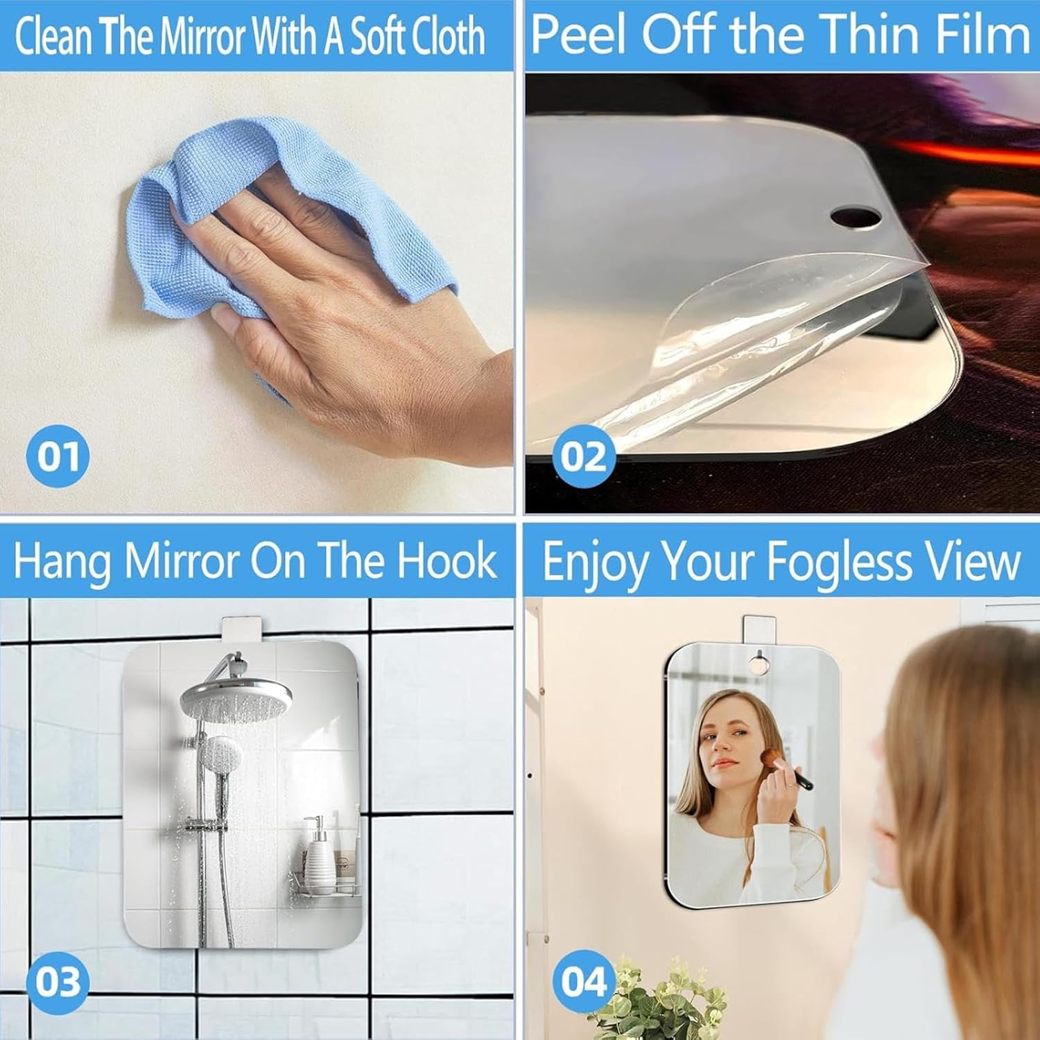 Fogless Shower Mirror for Shaving and Travel