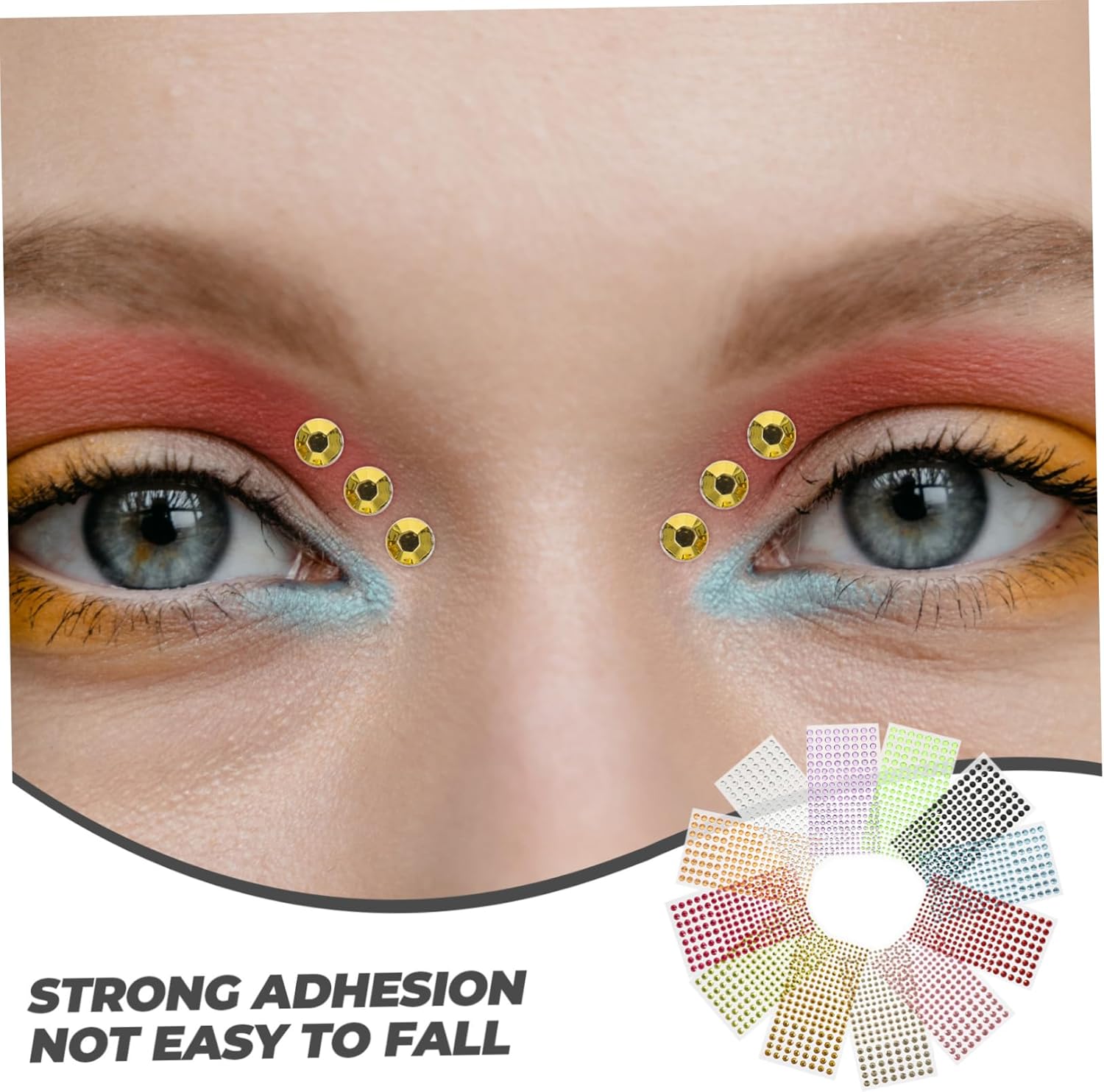 4sets Face Jewelry Stickers Self-Adhesive Rhinestones for Makeup DIY