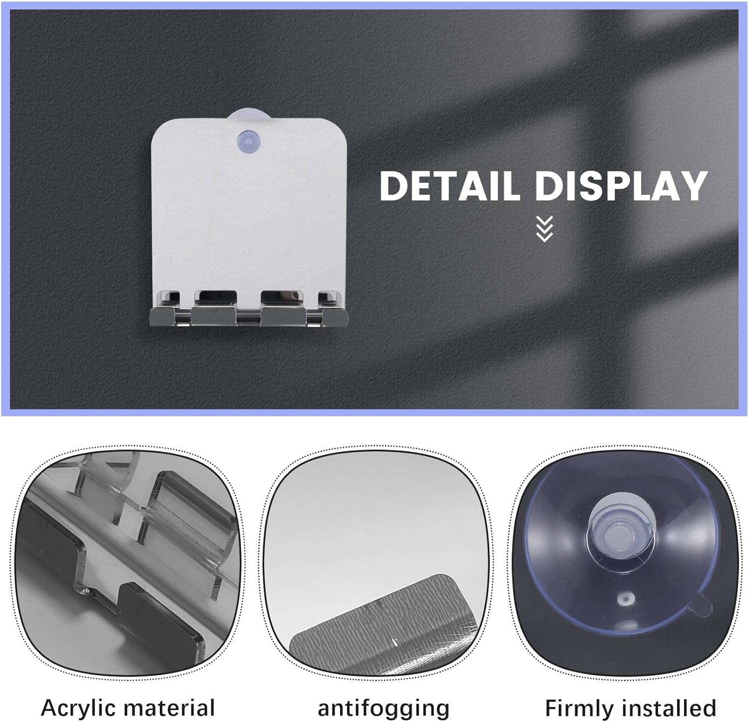Anti-Fog Shower Mirror with Suction Cup 1