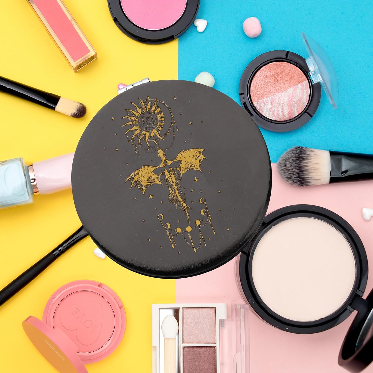 WSNANG Dragon Wing Makeup Mirror Compact Portable Foldable