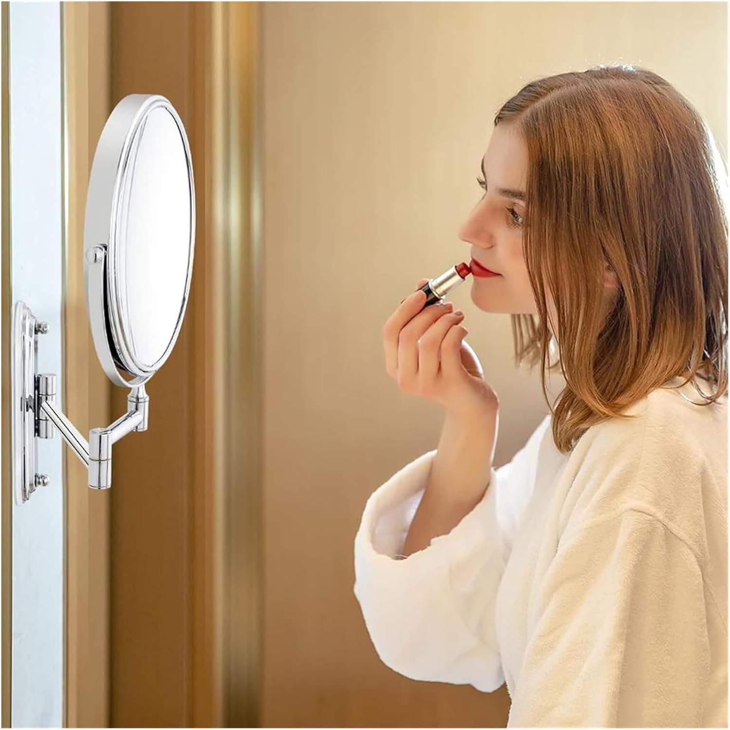 Touch Sensor Wall Mounted Lighted Makeup Mirror with 5X Magnification