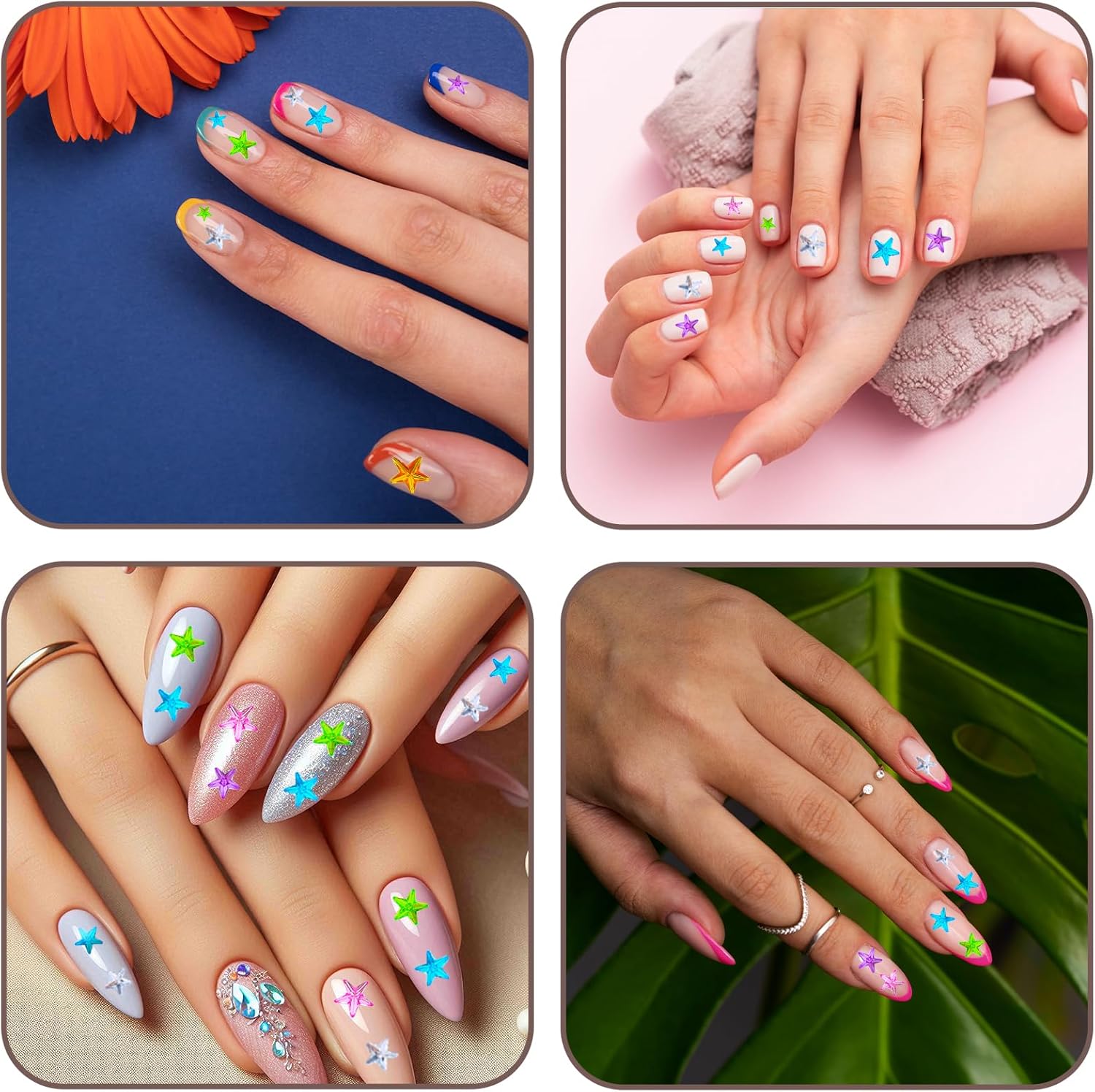 5PCS Colorful Star Face Gems Stickers DIY Set