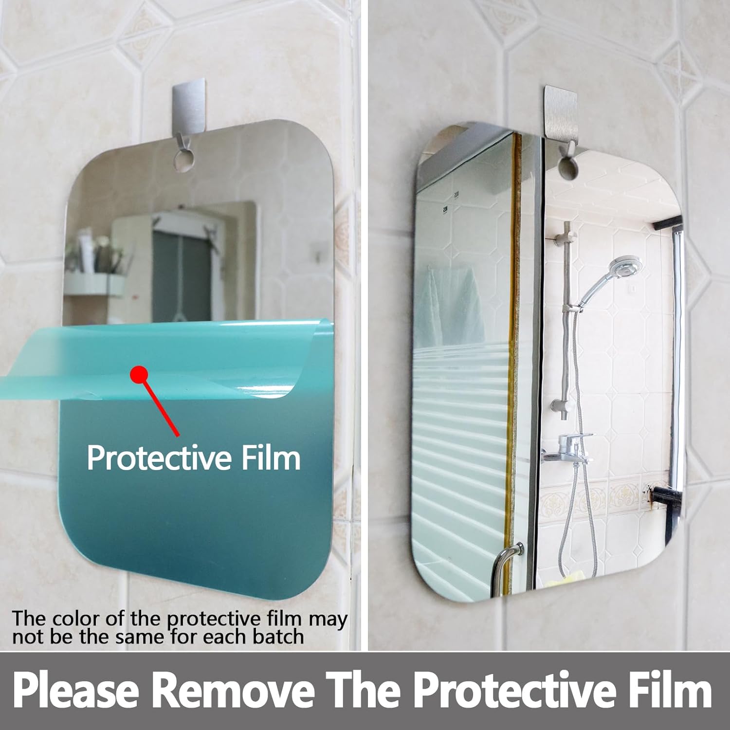 JKNEIWA 11x8 Inch Frameless Shower Mirror for Shaving and Makeup