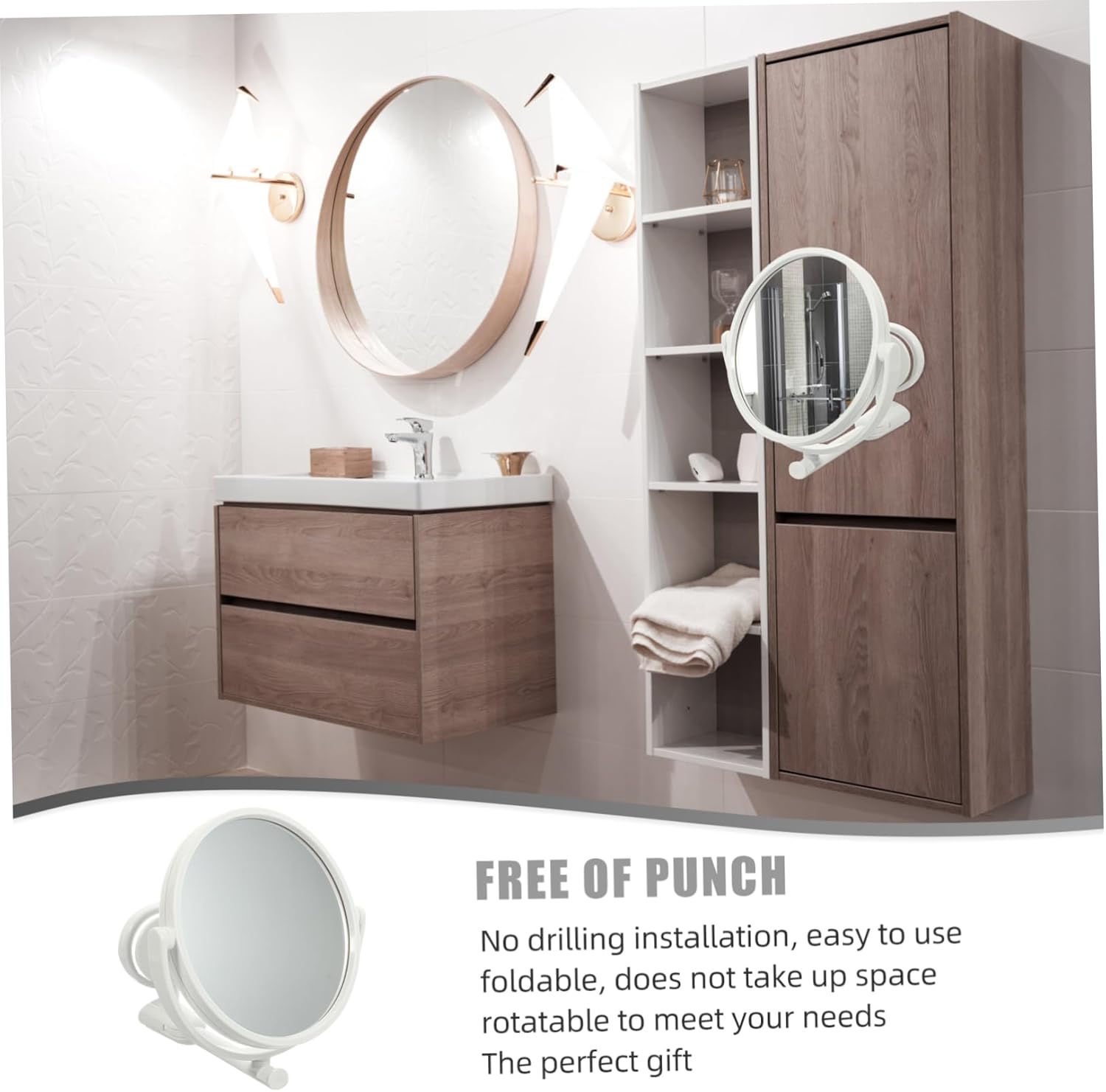 Holibanna Double-Sided Swivel Wall Mirror for Bathroom Bedroom