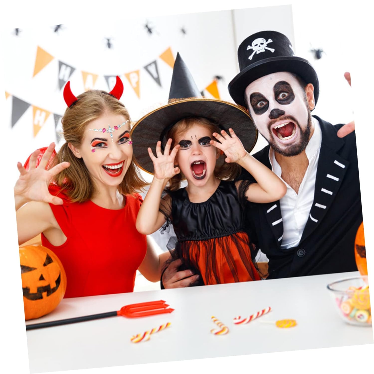 2Sheets Halloween Face Jewels Stickers Glitter Rhinestones