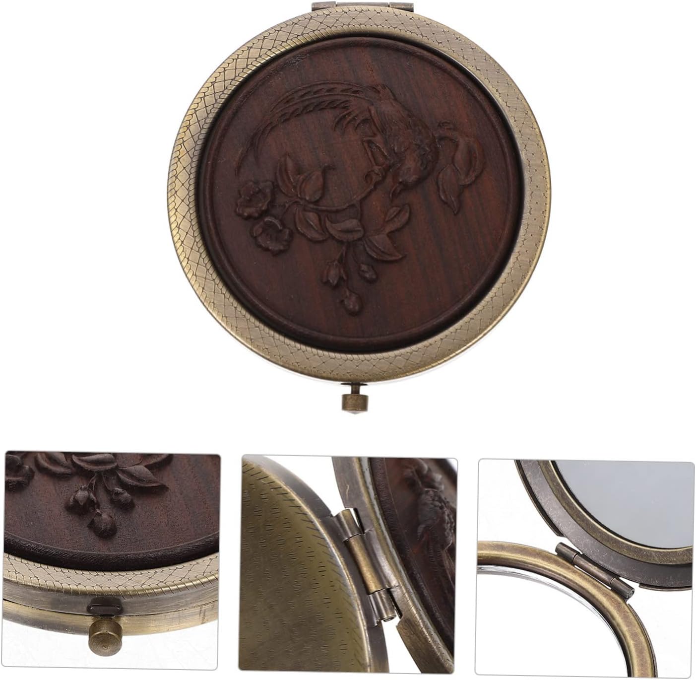 Didiseaon Foldable Makeup Mirror with Antique Wood Design