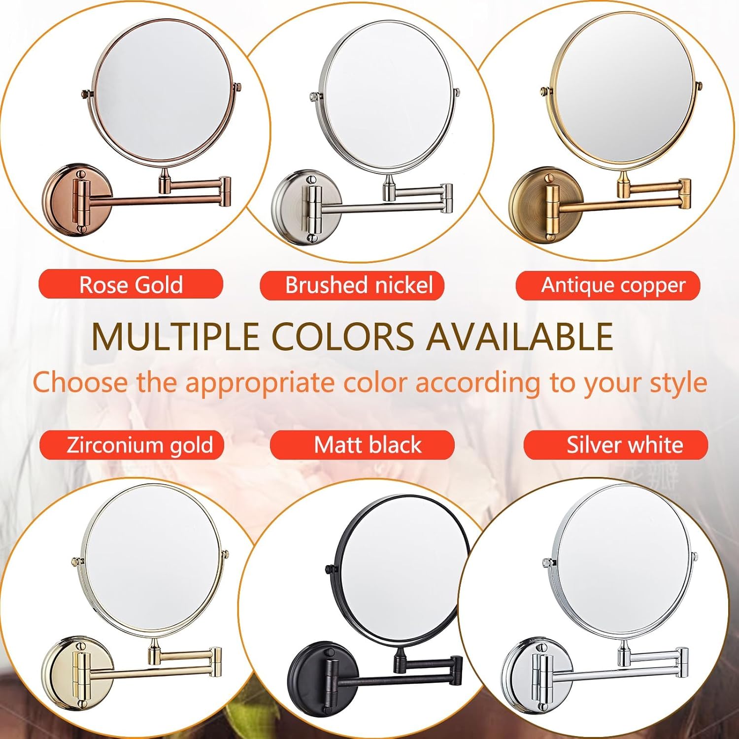 8 Wall Mounted Makeup Mirror with 3X5X10X Magnification 1