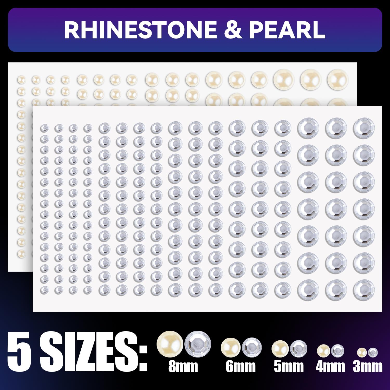 BELLEBOOST Colorful Gems and Pearl Stickers with Glitter