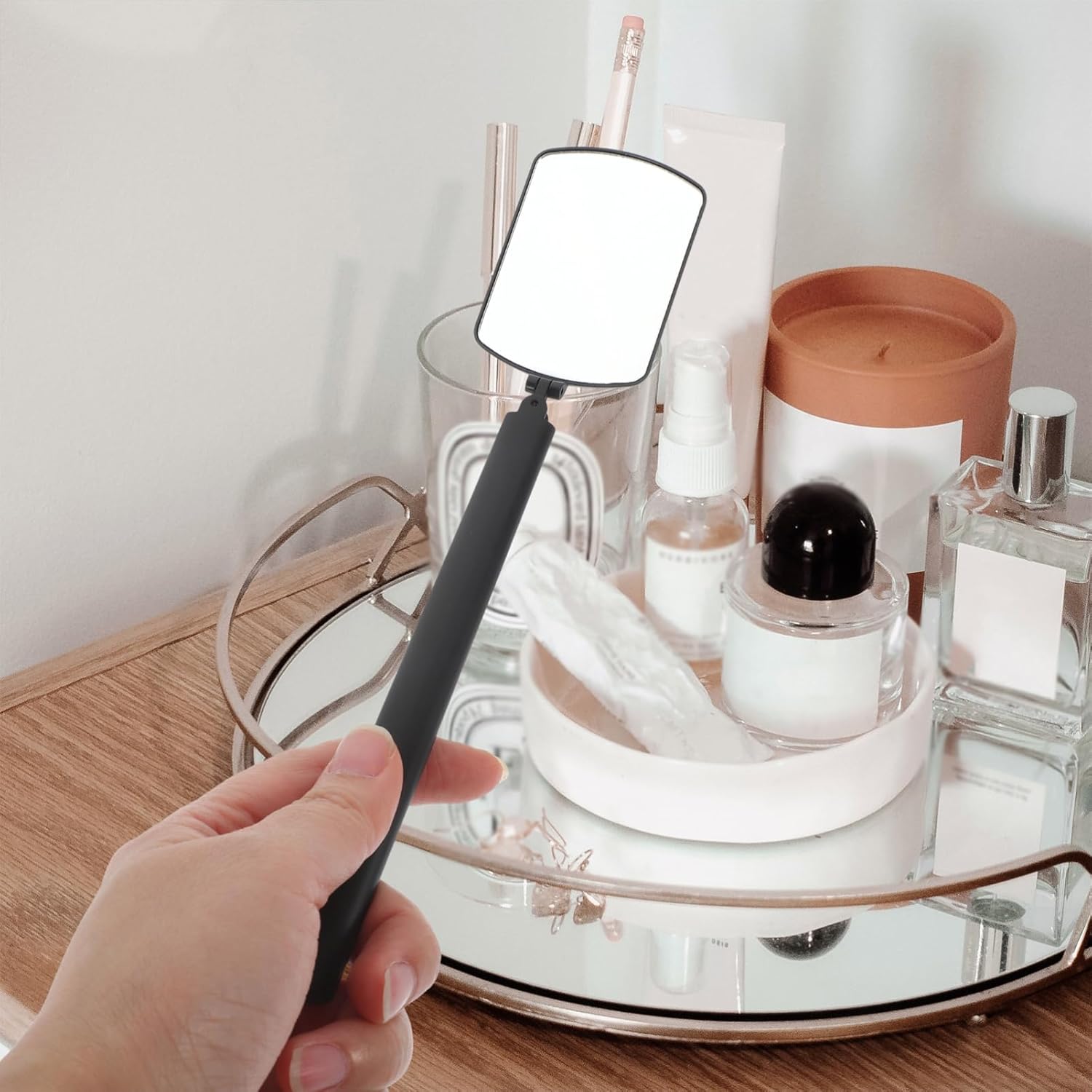 SKISUNO Handheld Lash Inspection Mirror for Extensions and Makeup
