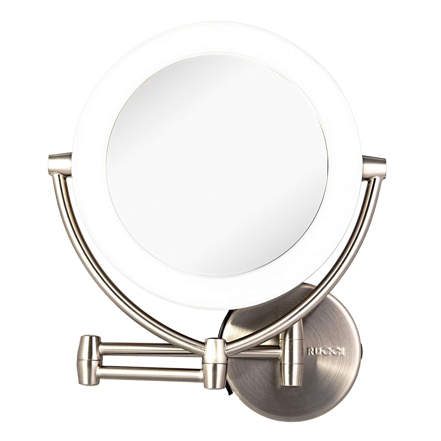 Rucci Wall Mount LED Lighted Makeup Mirror with 1x and 10x Magnification