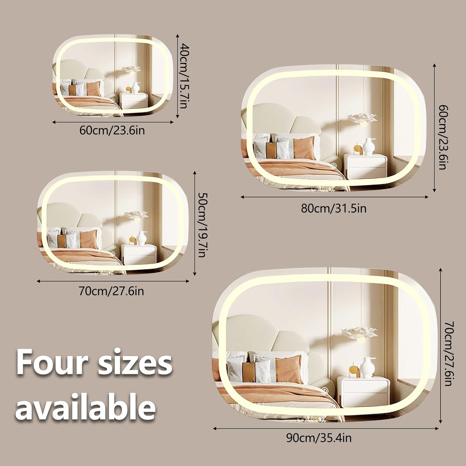 Oval Dimmable LED Vanity Mirror For Wall