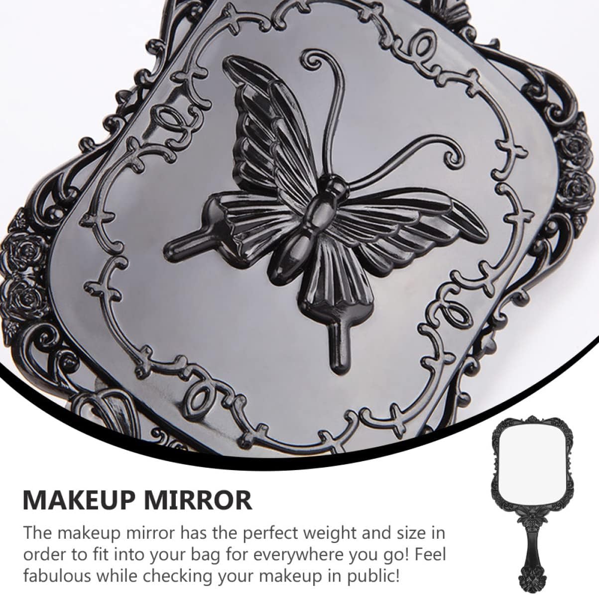 VINTORKY 2Pcs Handle Beauty Mirror Portable Travel