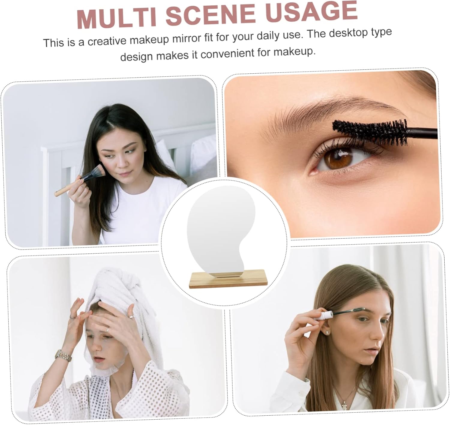 GLEAVI Small Vanity Mirror with LED Frameless Desktop Stand