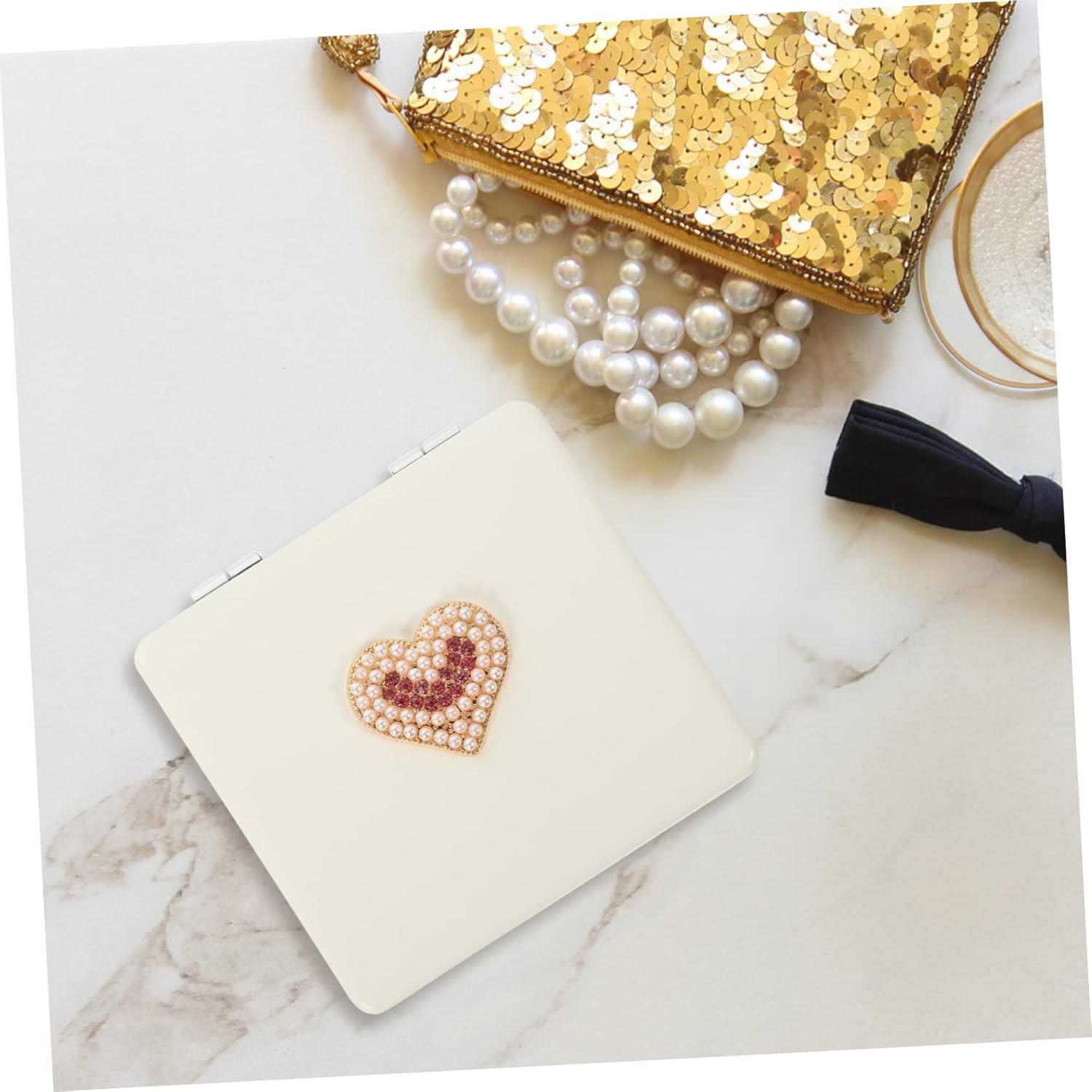 Portable Makeup Mirror Clamshell Compact for Travel and Daily Use