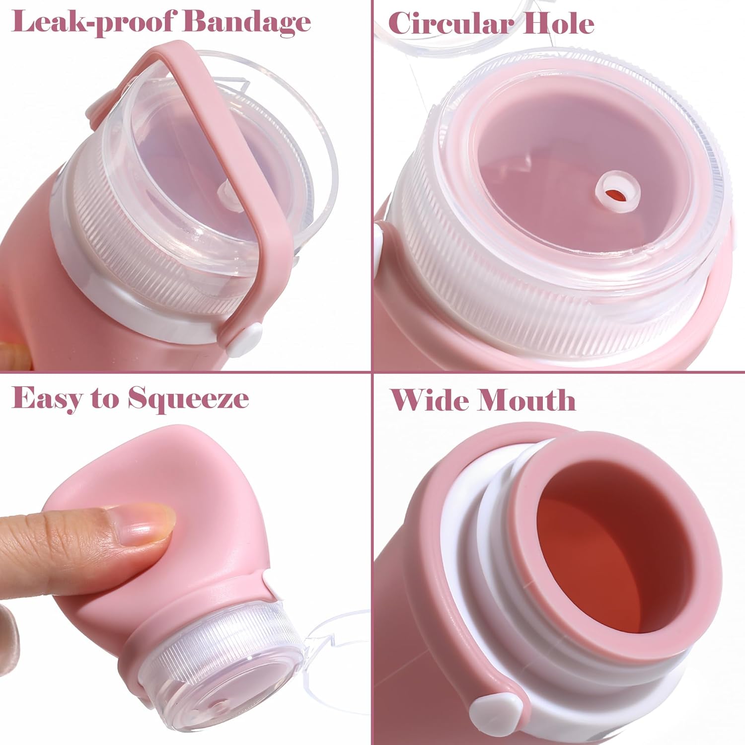 RONRONS 1oz Squeeze Bottles for Travel 2 Pack
